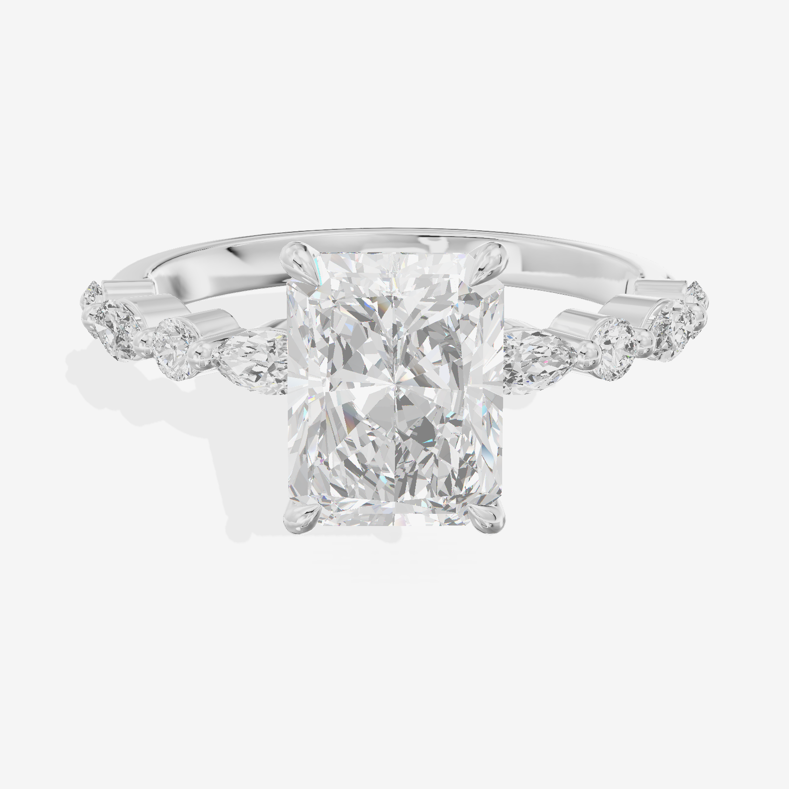 Vintage Selenia Radiant Engagement Ring with Side Stones (1/4 ct. tw.) in Platinum