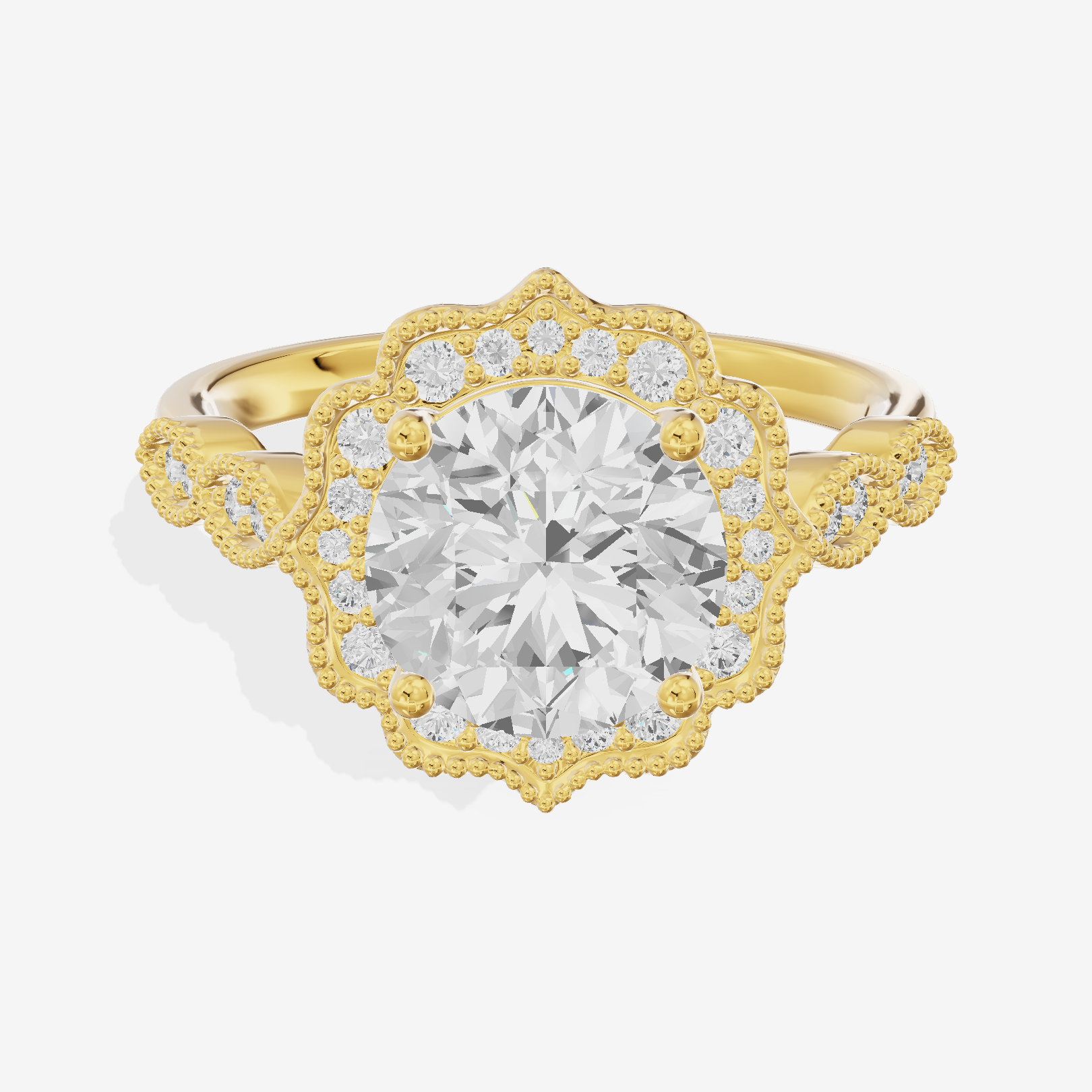 Luxe Liviana Round Halo Engagement Ring (2/3 ct. tw.) in 18K Yellow Gold