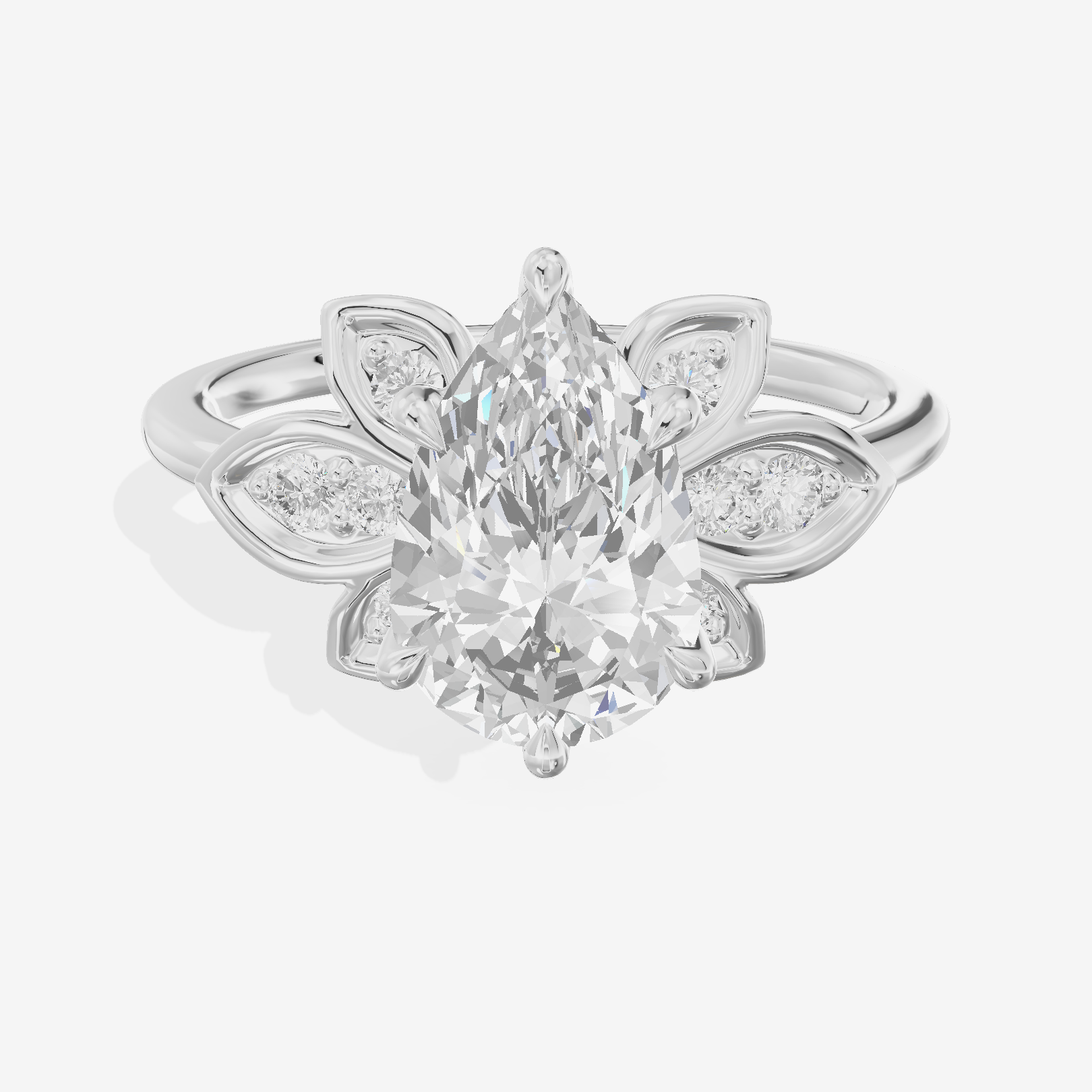 Petite Whisper Pear Engagement Ring with Side Stones (1/10 ct. tw.) in 14K White Gold
