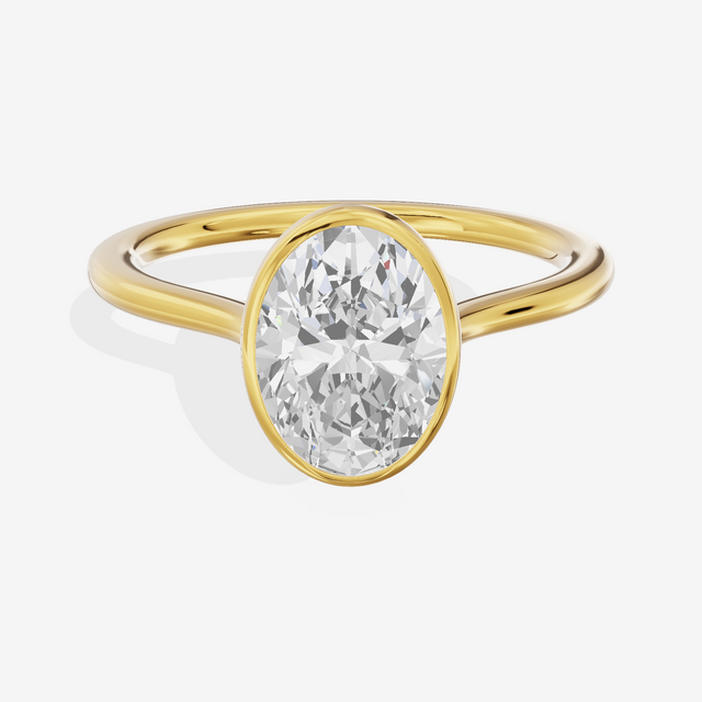 Petite Vowsae 1.5mm Oval Bezel Engagement Ring in 14K Yellow Gold