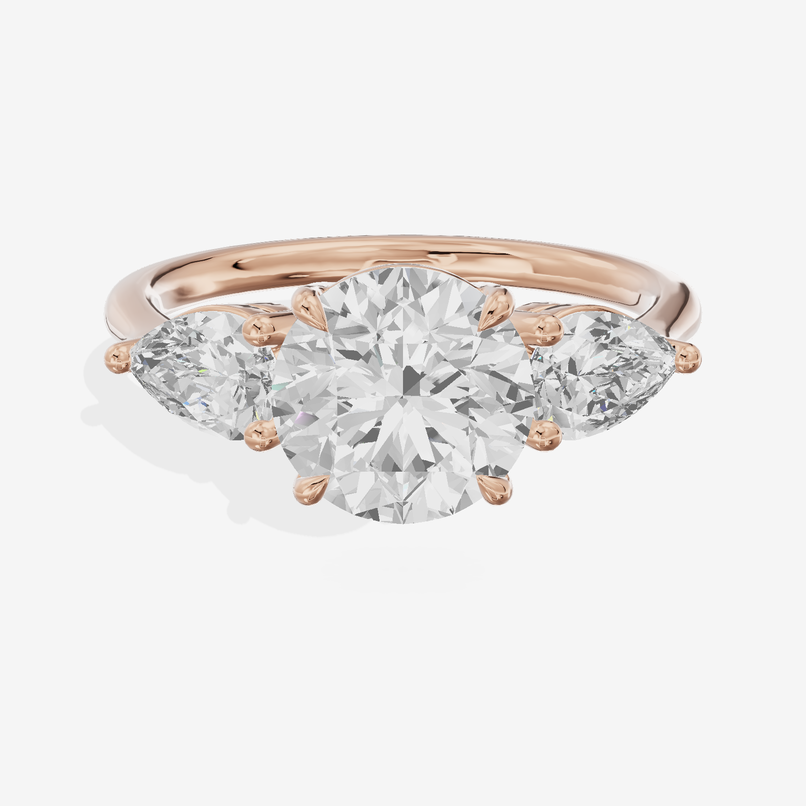 Luxe Adorae Three Stone Round Engagement Ring (3/4 ct. tw.) in 14K Rose Gold