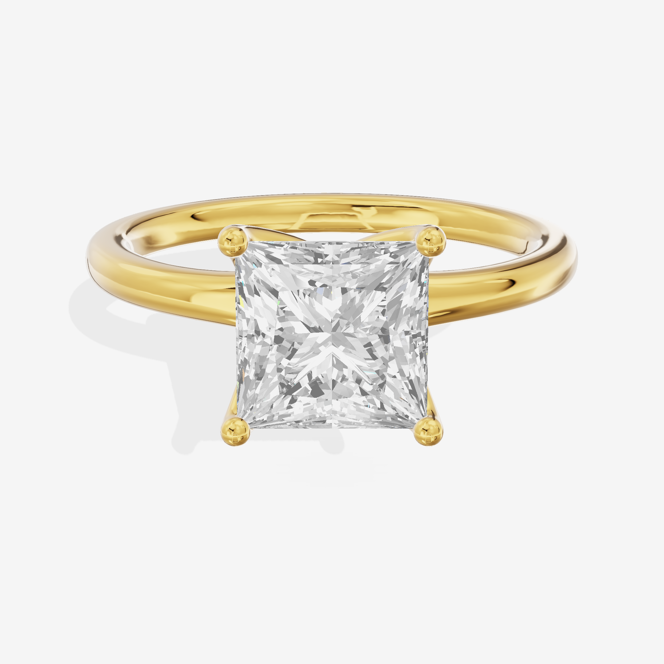 Linger 1.8mm Princess Solitaire Engagement Ring in 14K Yellow Gold