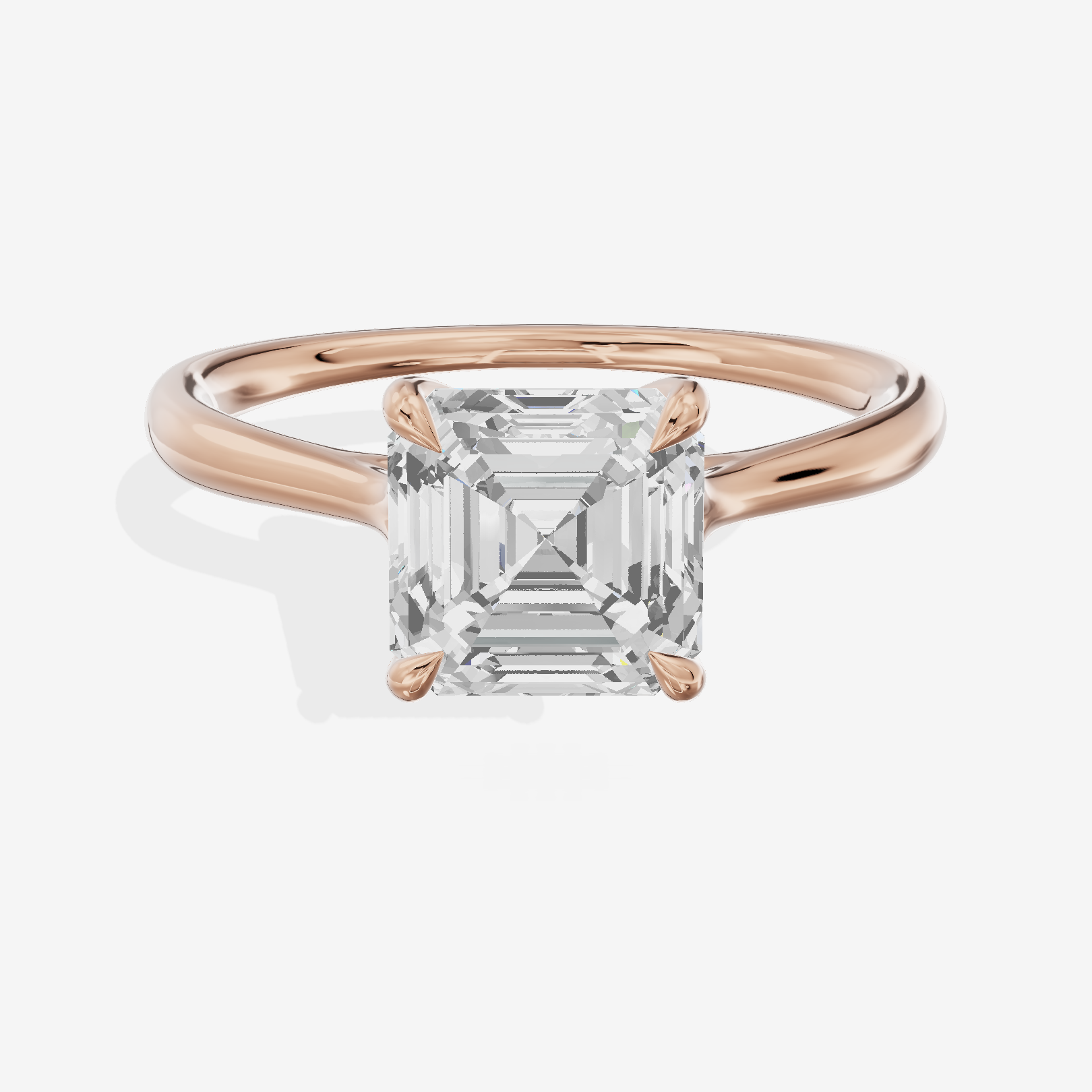 Mayrelle 2mm Asscher Solitaire Engagement Ring in 18K Rose Gold