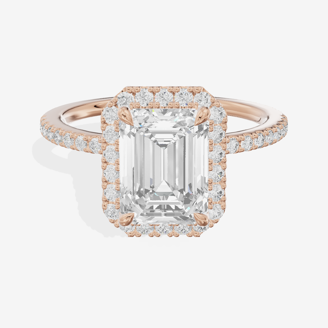 Vintage Adorae Emerald Hidden Halo Engagement Ring (2/5 ct. tw.) in 14K Rose Gold