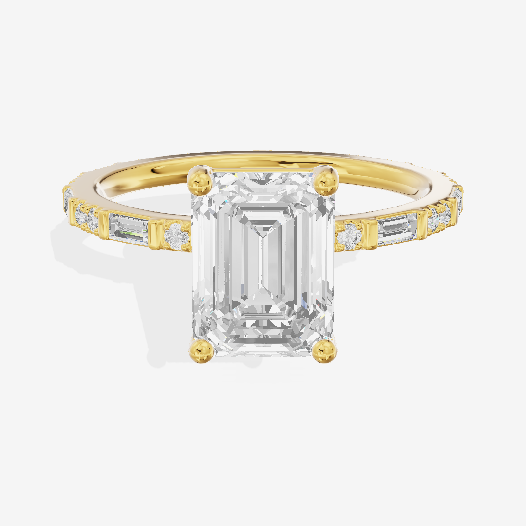 Twine Cathedral 1.8mm Emerald Solitaire Engagement Ring (1/2 ct. tw.) in 18K Yellow Gold