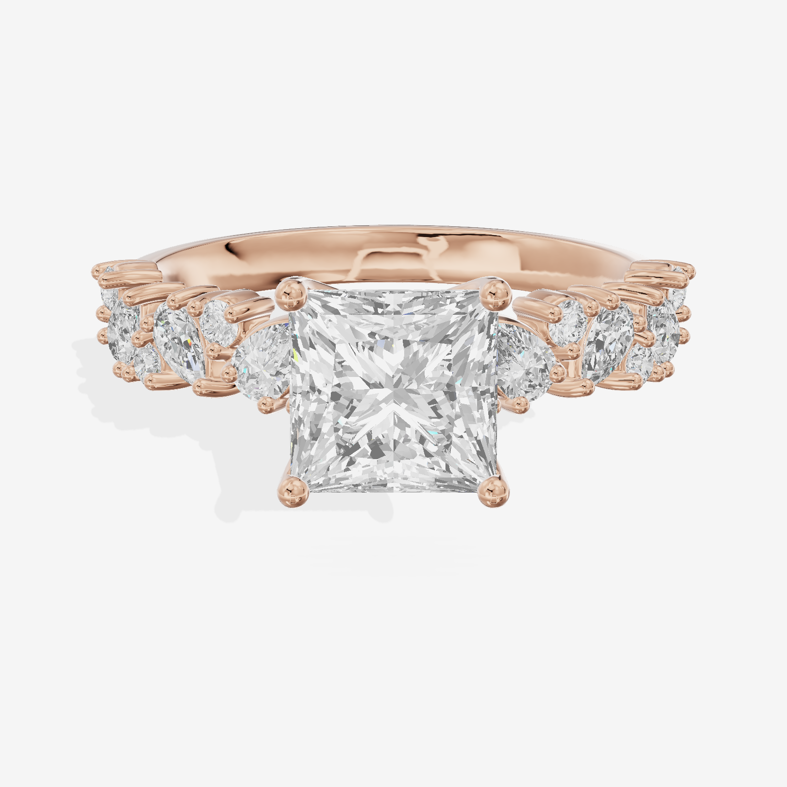 Bowed Vowsae Princess Engagement Ring with Side Stones (2/5 ct. tw.) in 18K Rose Gold