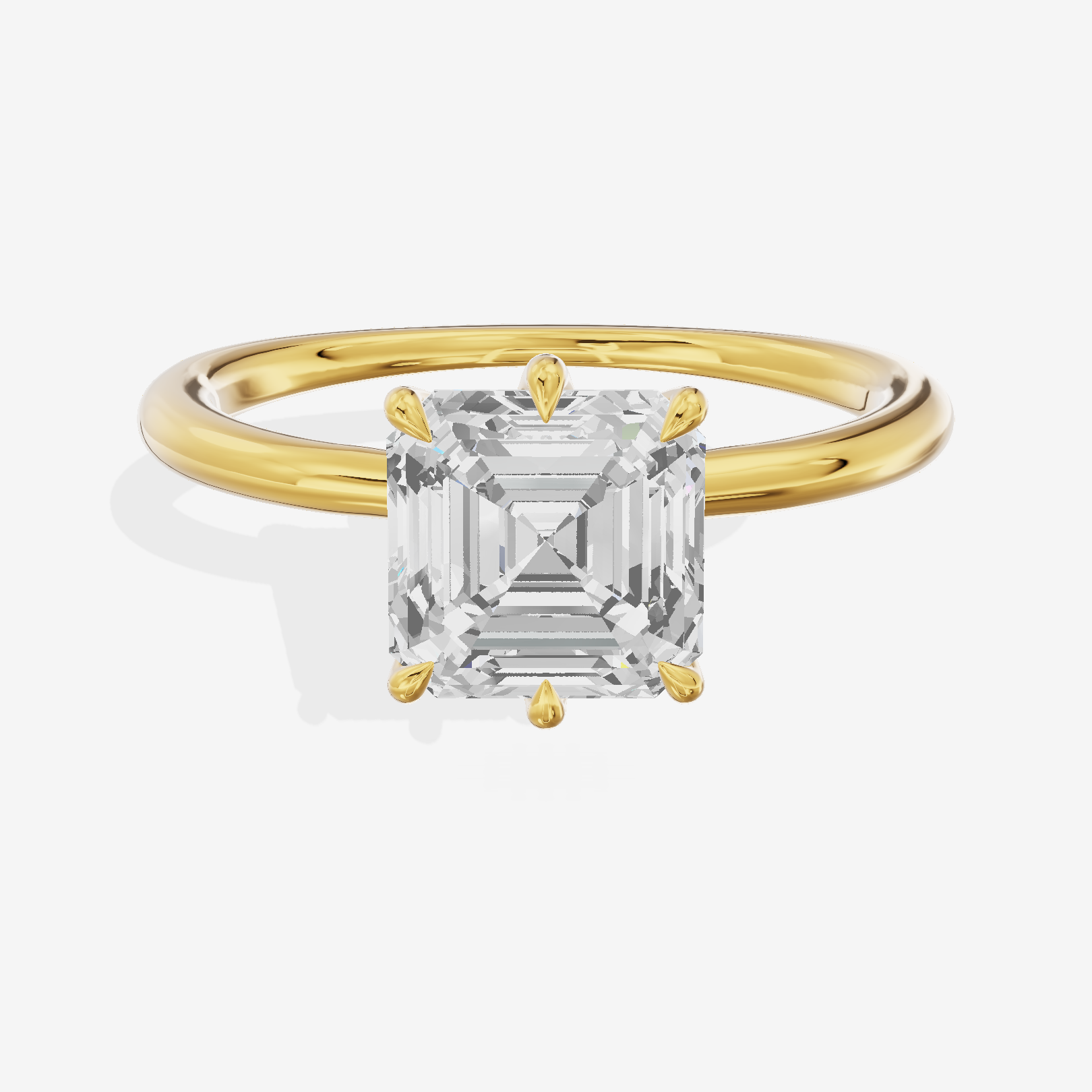 Modern Aimora 2.3mm Asscher Six-Prong Engagement Ring in 18K Yellow Gold