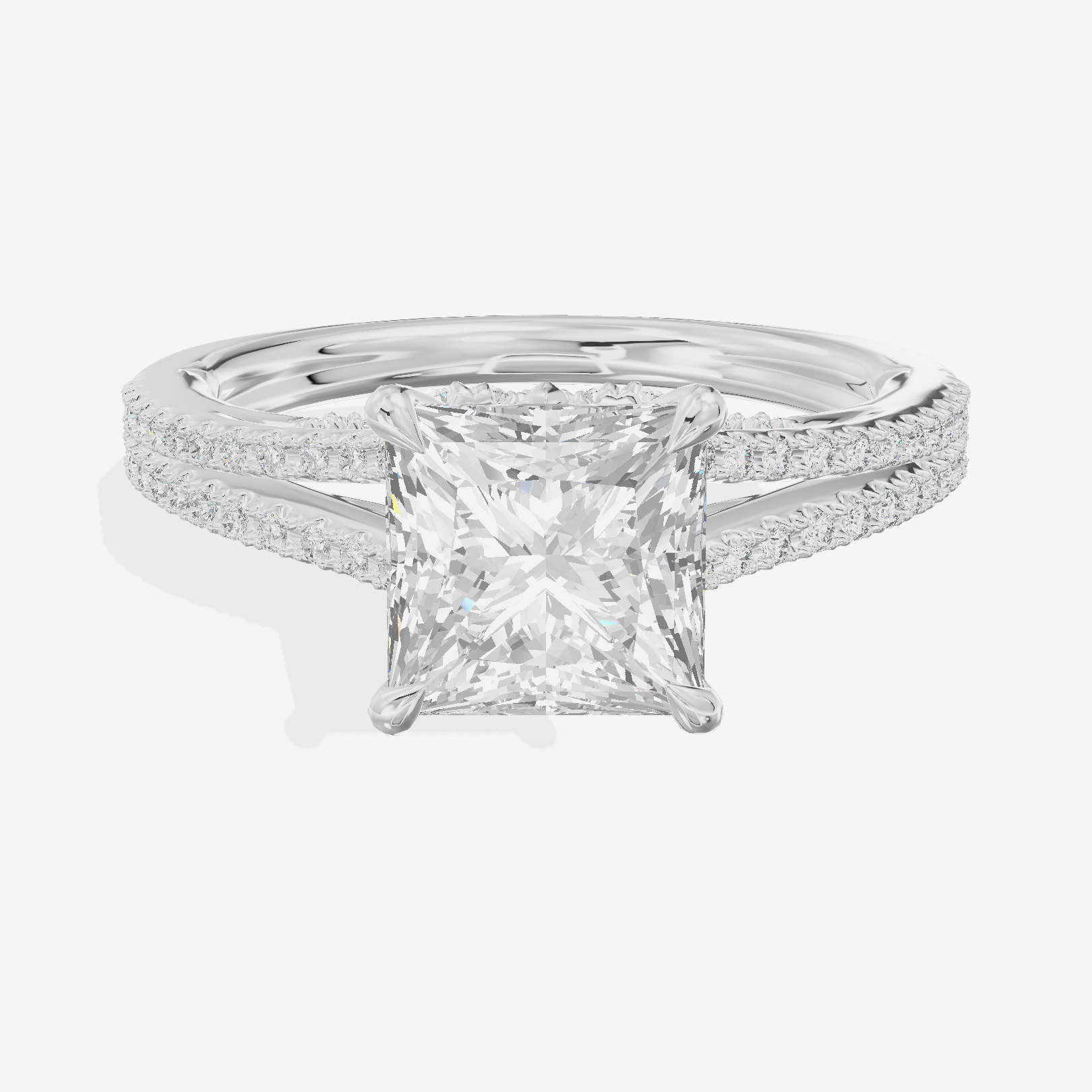 Aimora Cathedral 2mm Princess Solitaire Engagement Ring (1/3 ct. tw.) in 14K White Gold