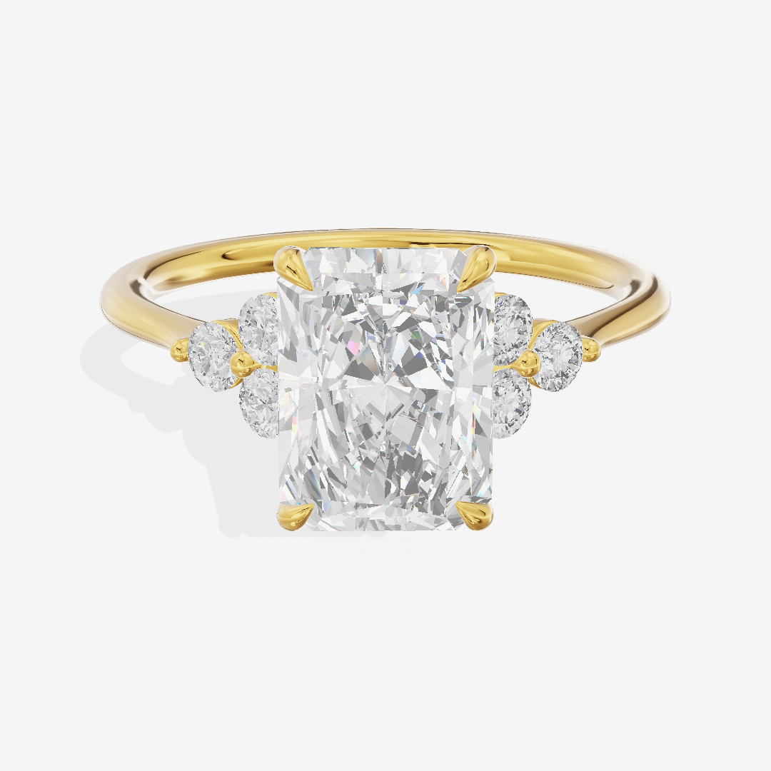 Luxe Trueheart Radiant Engagement Ring with Side Stones (1/5 ct. tw.) in 14K Yellow Gold