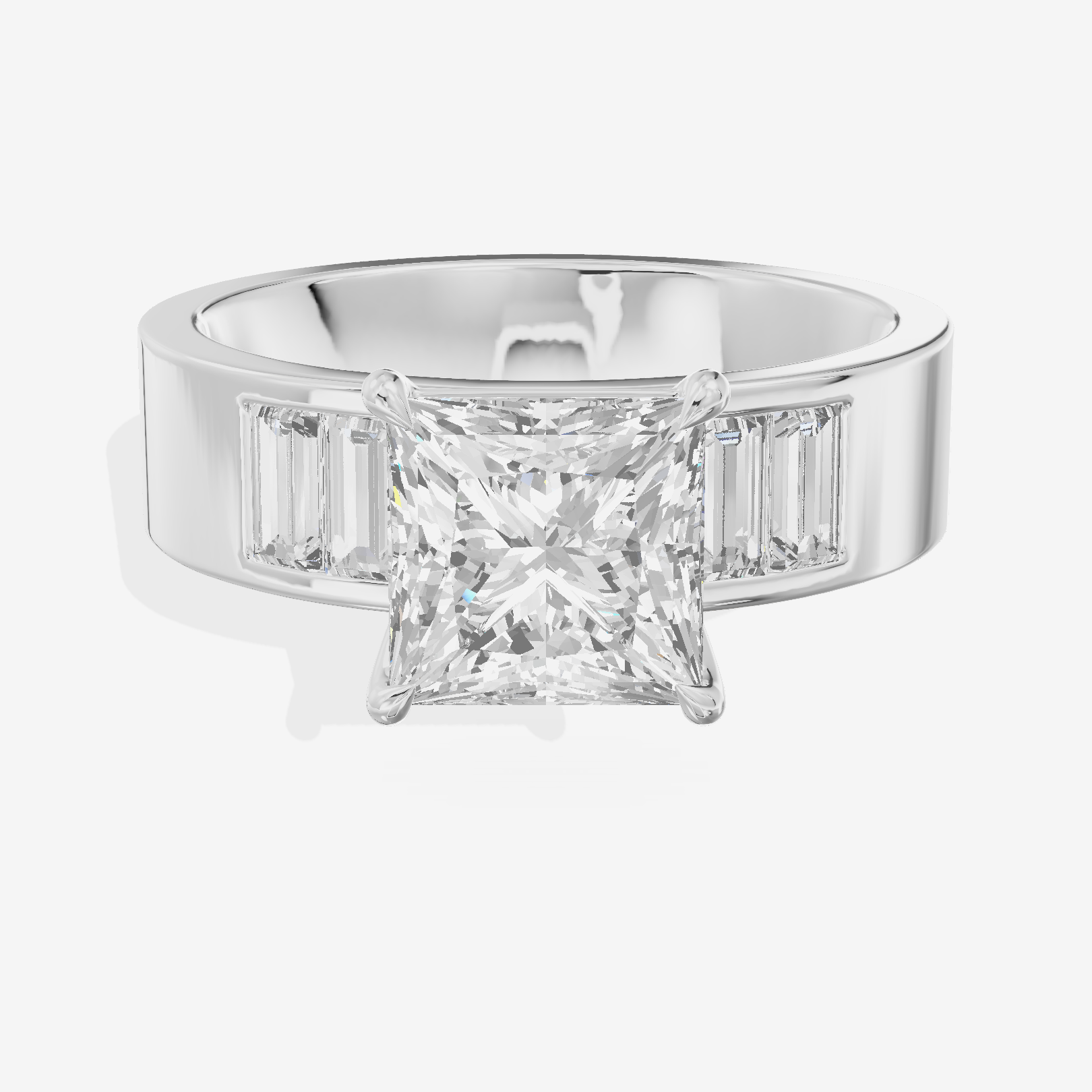 Grand Sincere Princess Engagement Ring with Side Stones (3/5 ct. tw.) in 14K White Gold