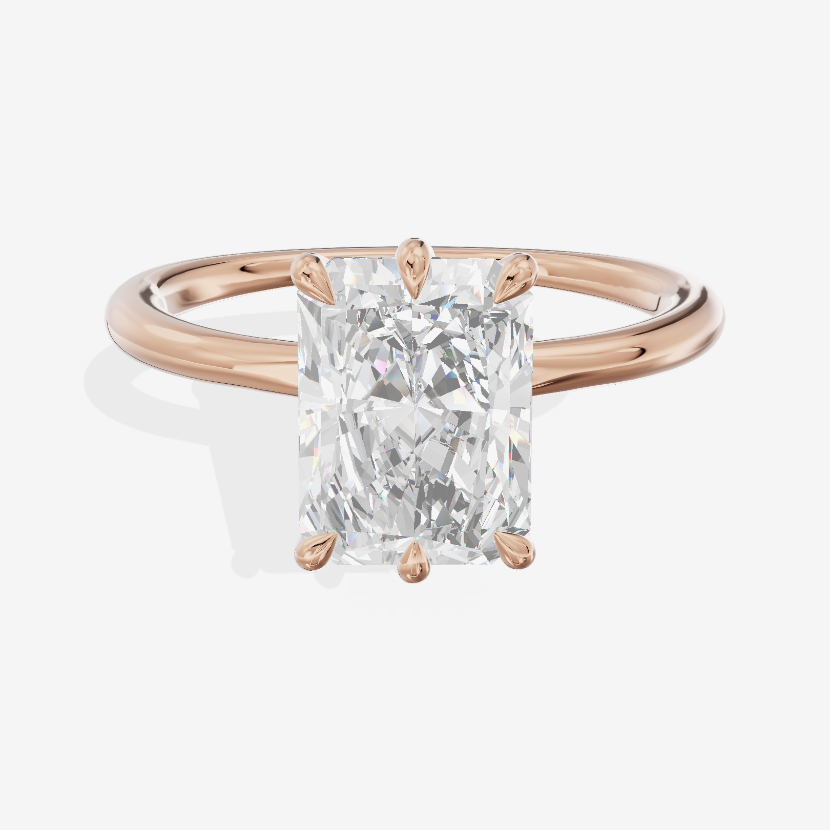 Modern Aimora 2.3mm Radiant Six-Prong Engagement Ring in 14K Rose Gold