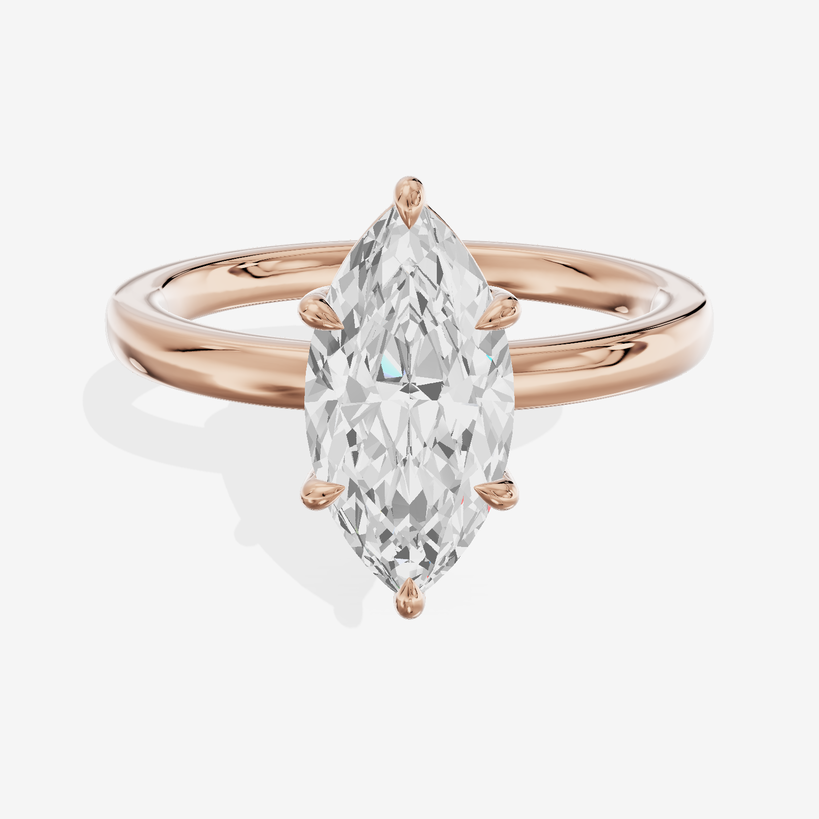 Heartline 2mm Marquise Solitaire Engagement Ring in 18K Rose Gold