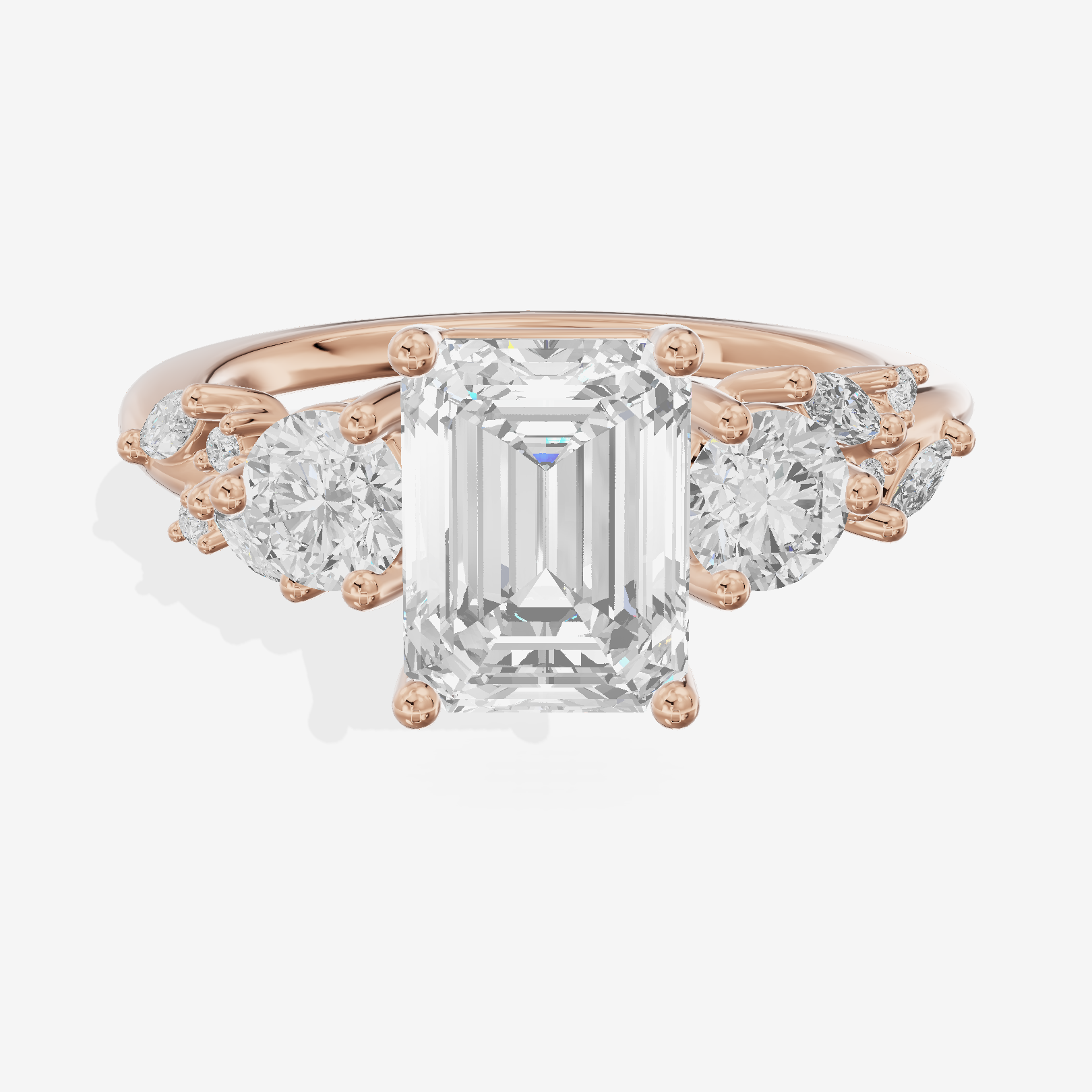 Adorae Three Stone Emerald Engagement Ring (3/5 ct. tw.) in 14K Rose Gold