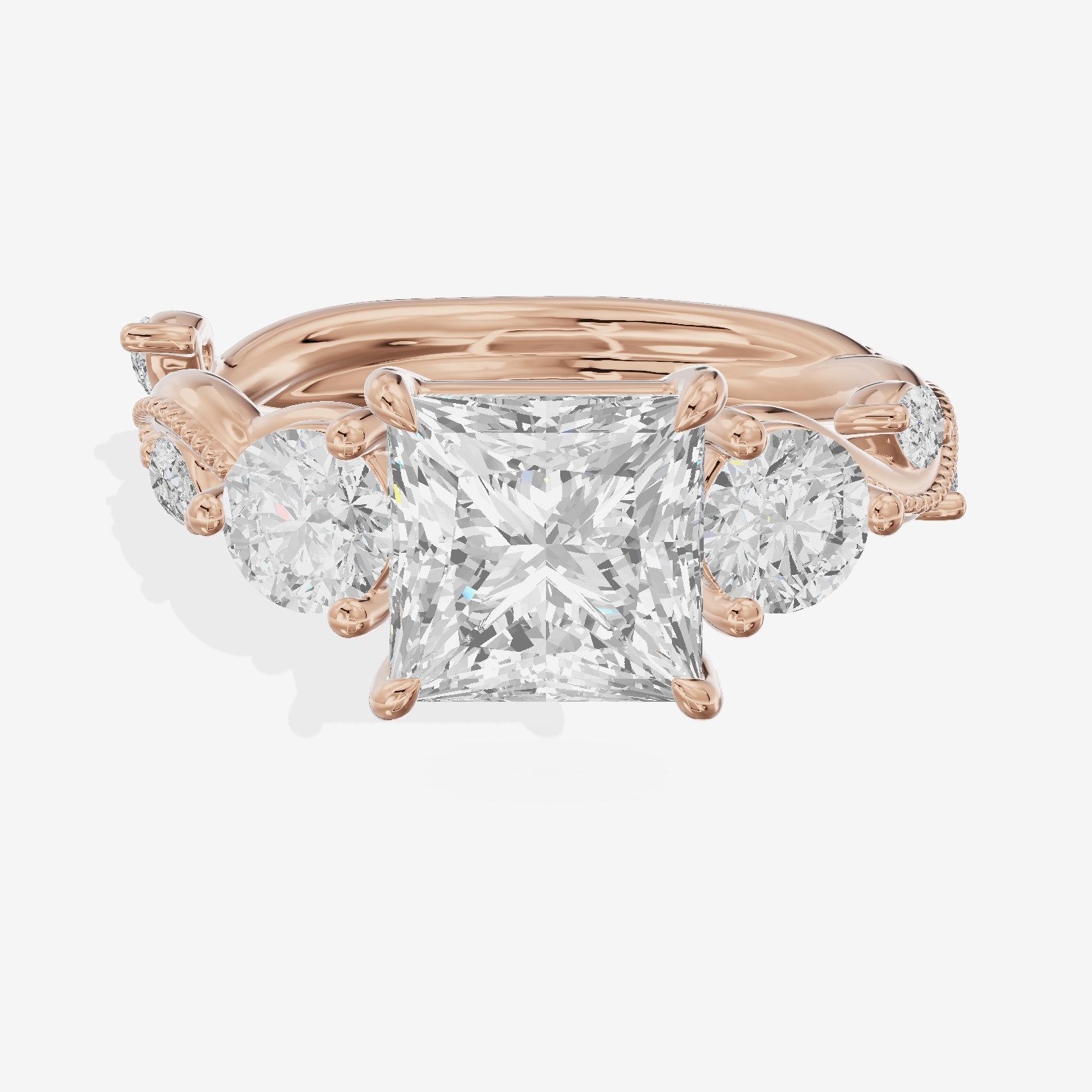 Vintage Belovae Princess Three Stone Engagement Ring (3/5 ct. tw.) in 18K Rose Gold