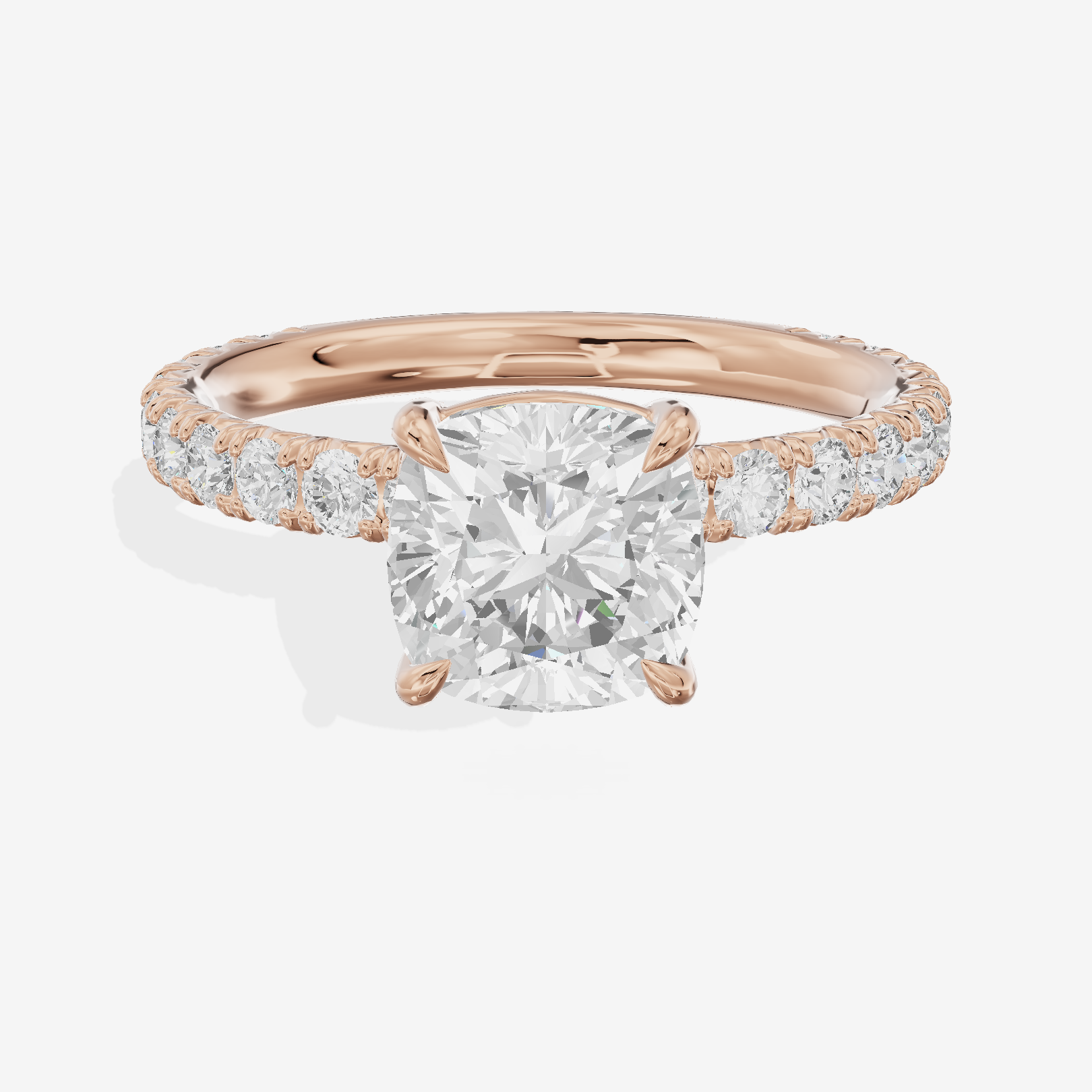 Twined Promezza Cushion Engagement Ring with Side Stones (1/2 ct. tw.) in 14K Rose Gold