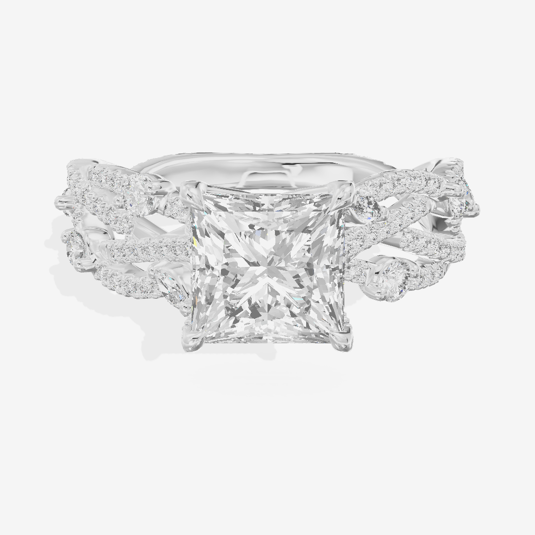 Grand Eversince Princess Engagement Ring with Side Stones (3/5 ct. tw.) in 14K White Gold