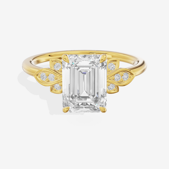 Trellise Emerald Engagement Ring with Side Stones (1/20 ct. tw.) in 14K Yellow Gold