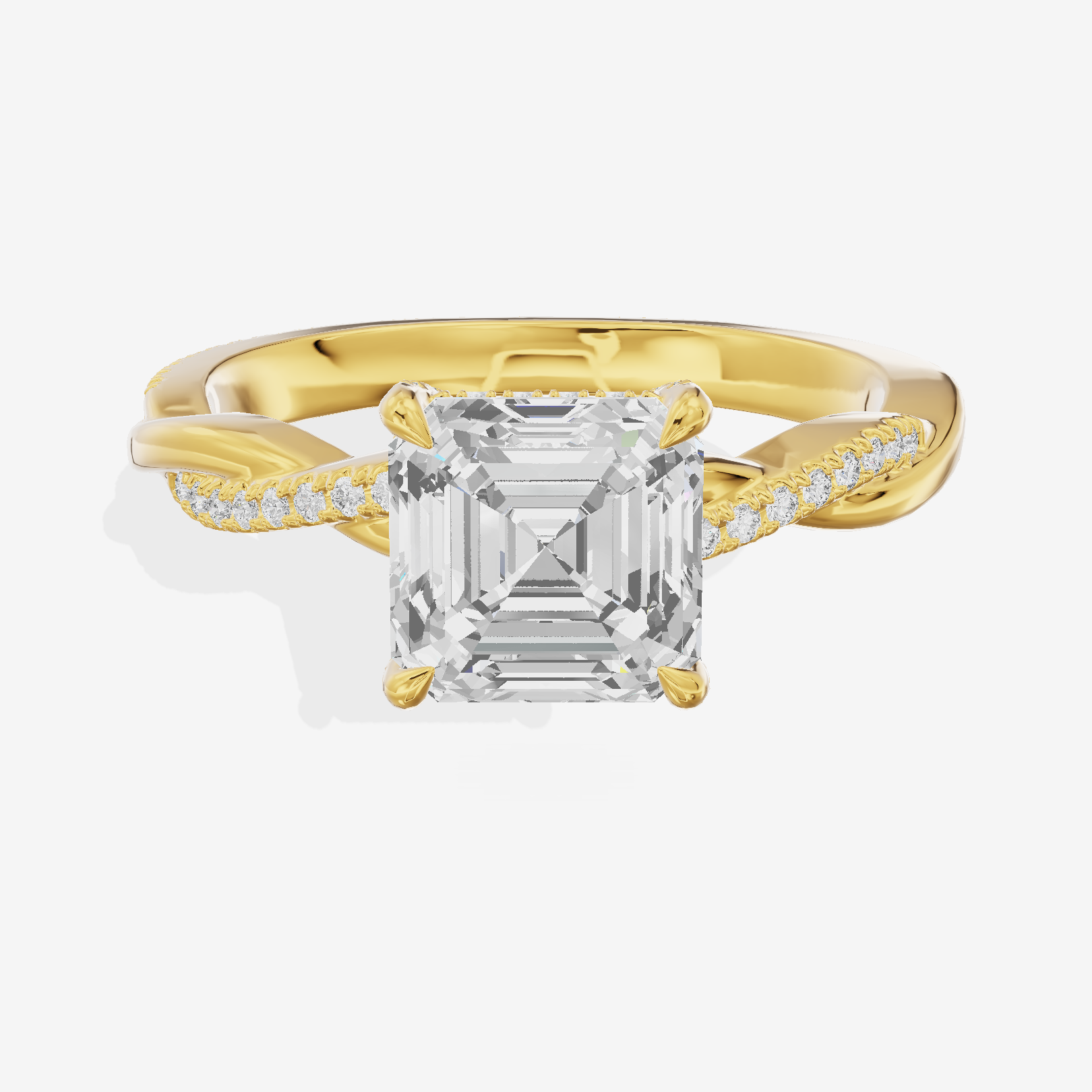 Petite Adorae Asscher Hidden Halo Engagement Ring (1/5 ct. tw.) in 14K Yellow Gold