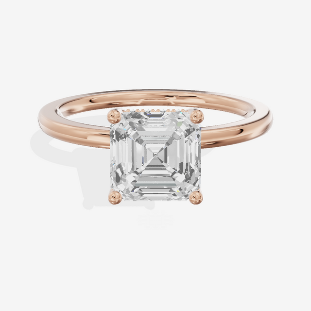 Vowsae Hidden Halo Asscher Engagement Ring (1/20 ct. tw.) in 14K Rose Gold