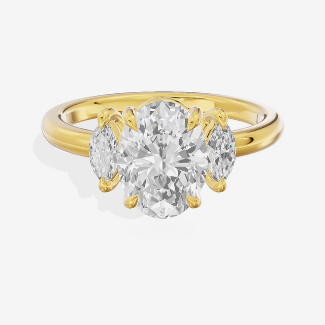 Classic Sincere Three Stone Oval Engagement Ring (1/3 ct. tw.) in 14K Yellow Gold