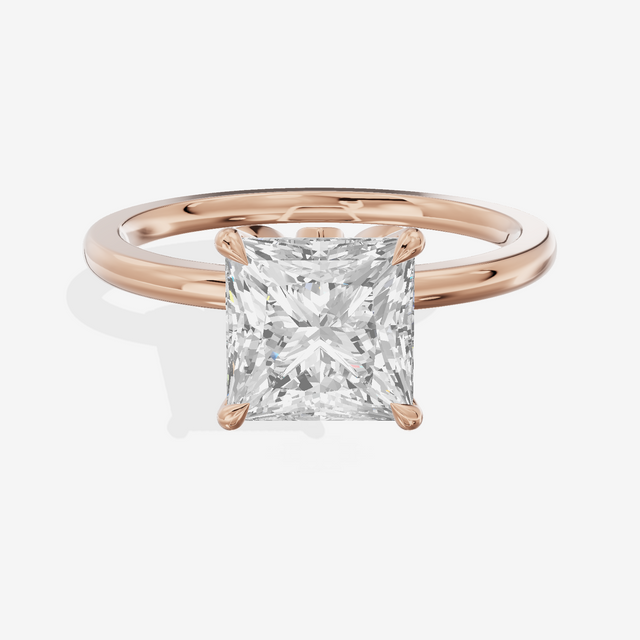 Whispered Vowsae Princess Engagement Ring with Side Stones (1/15 ct. tw.) in 18K Rose Gold