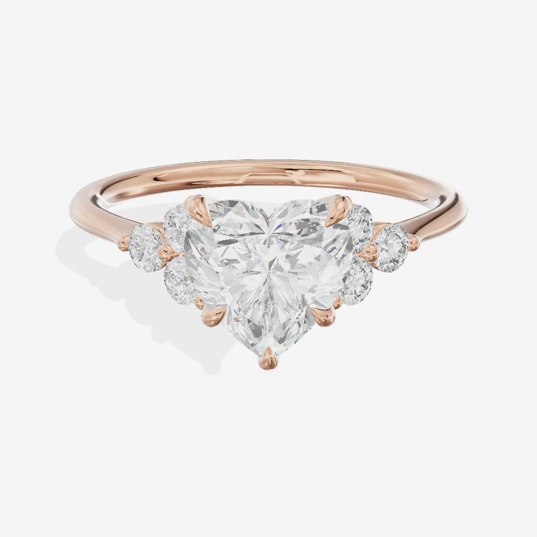 Luxe Trueheart Heart Engagement Ring with Side Stones (1/5 ct. tw.) in 18K Rose Gold