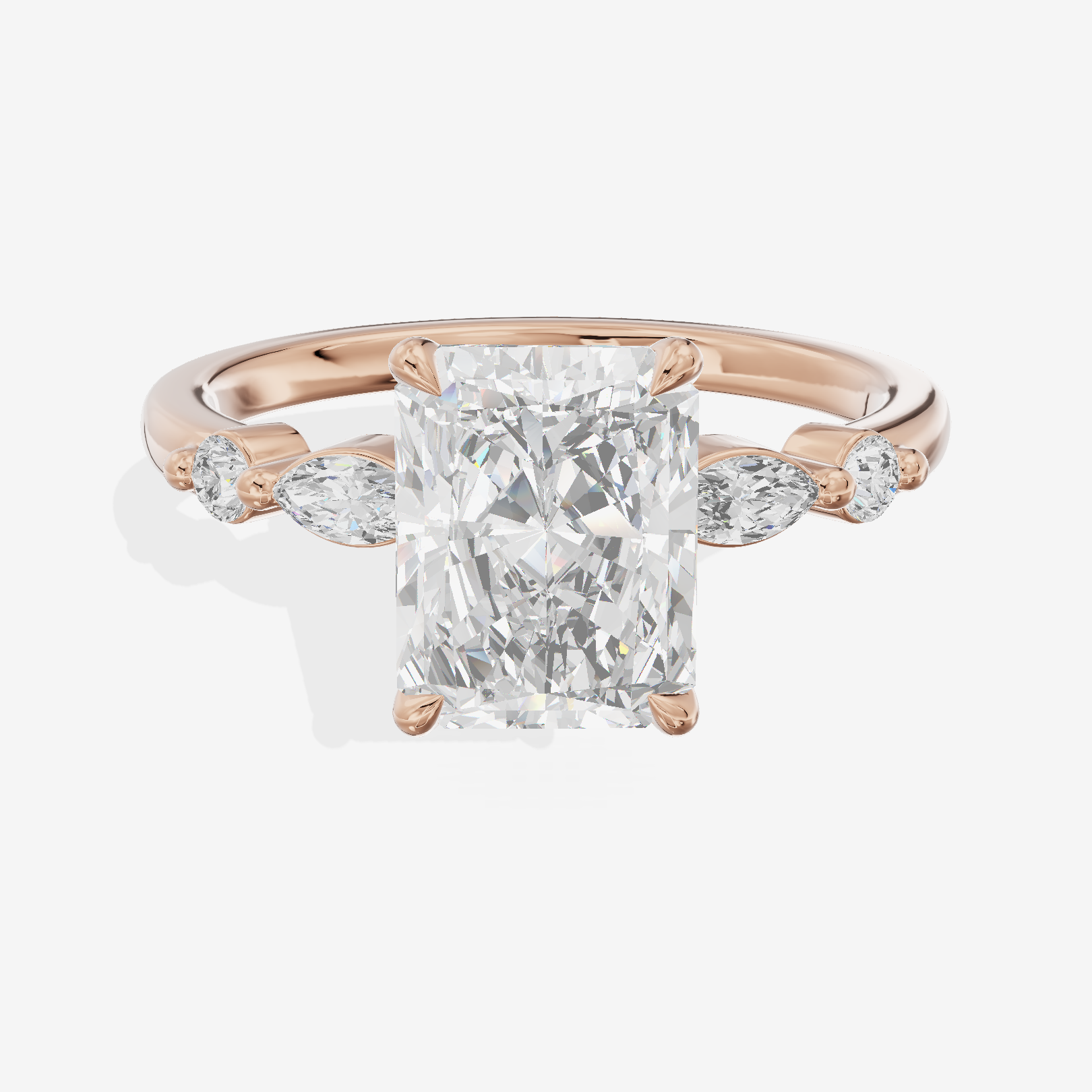 Petite Cherubine Radiant Engagement Ring with Side Stones (1/3 ct. tw.) in 18K Rose Gold