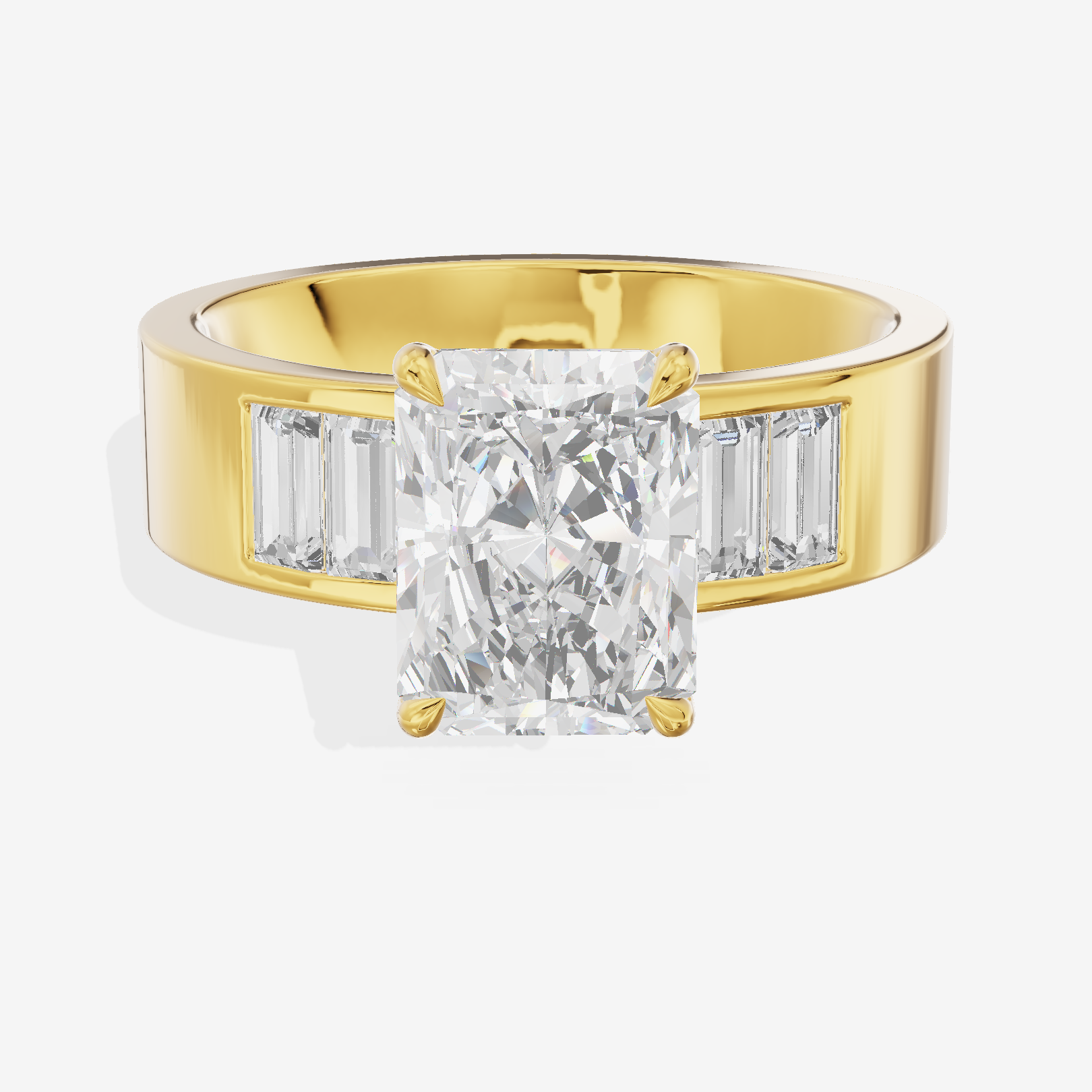 Grand Sincere Radiant Engagement Ring with Side Stones (3/5 ct. tw.) in 18K Yellow Gold