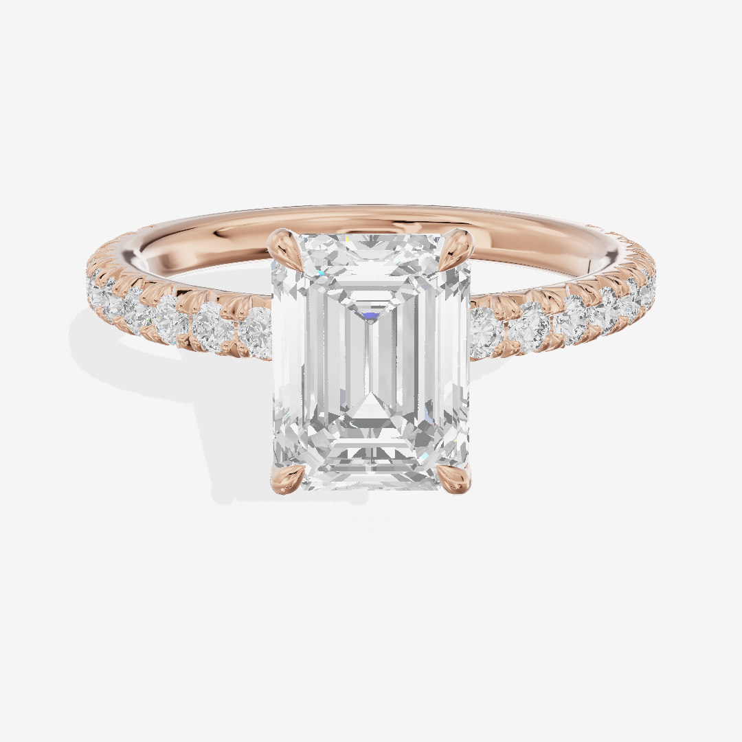 Tender Whisper Emerald Engagement Ring with Side Stones (1/6 ct. tw.) in 14K Rose Gold