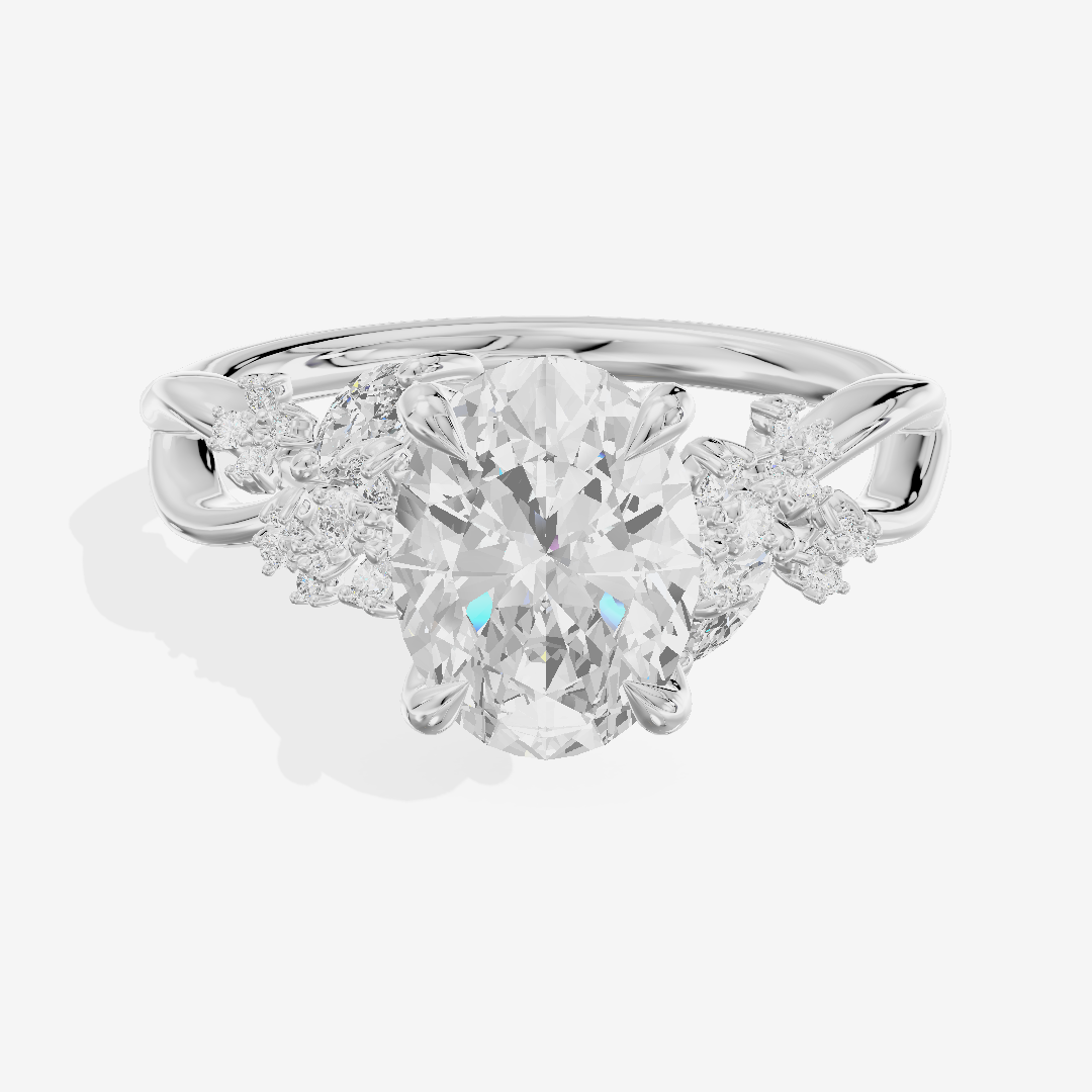 Classic Lightwoven Oval Engagement Ring with Side Stones (1/4 ct. tw.) in 18K White Gold