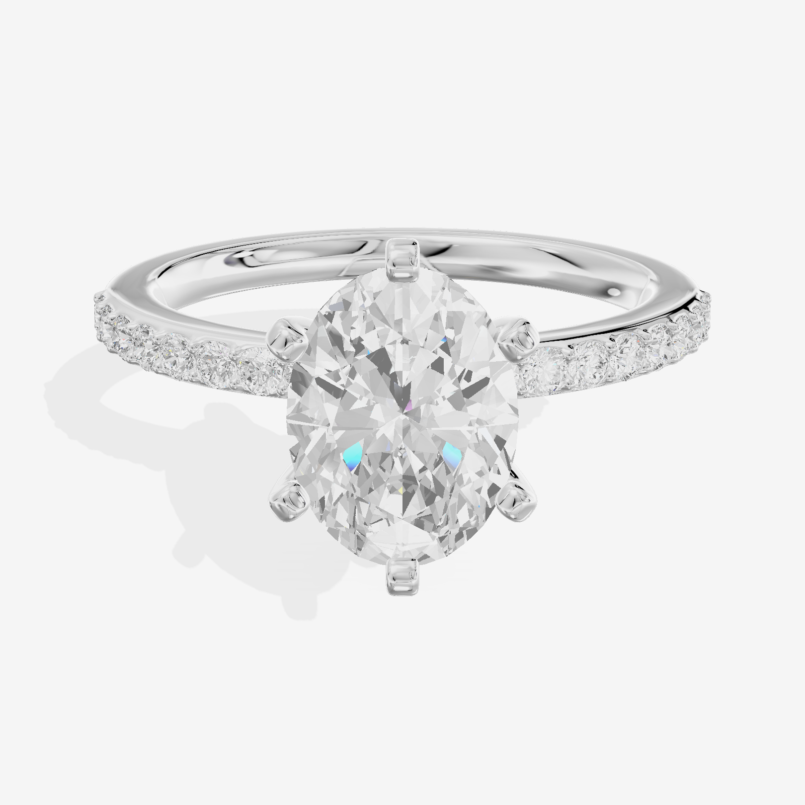 Petite Mayrelle Oval Engagement Ring with Side Stones (1/5 ct. tw.) in 14K White Gold