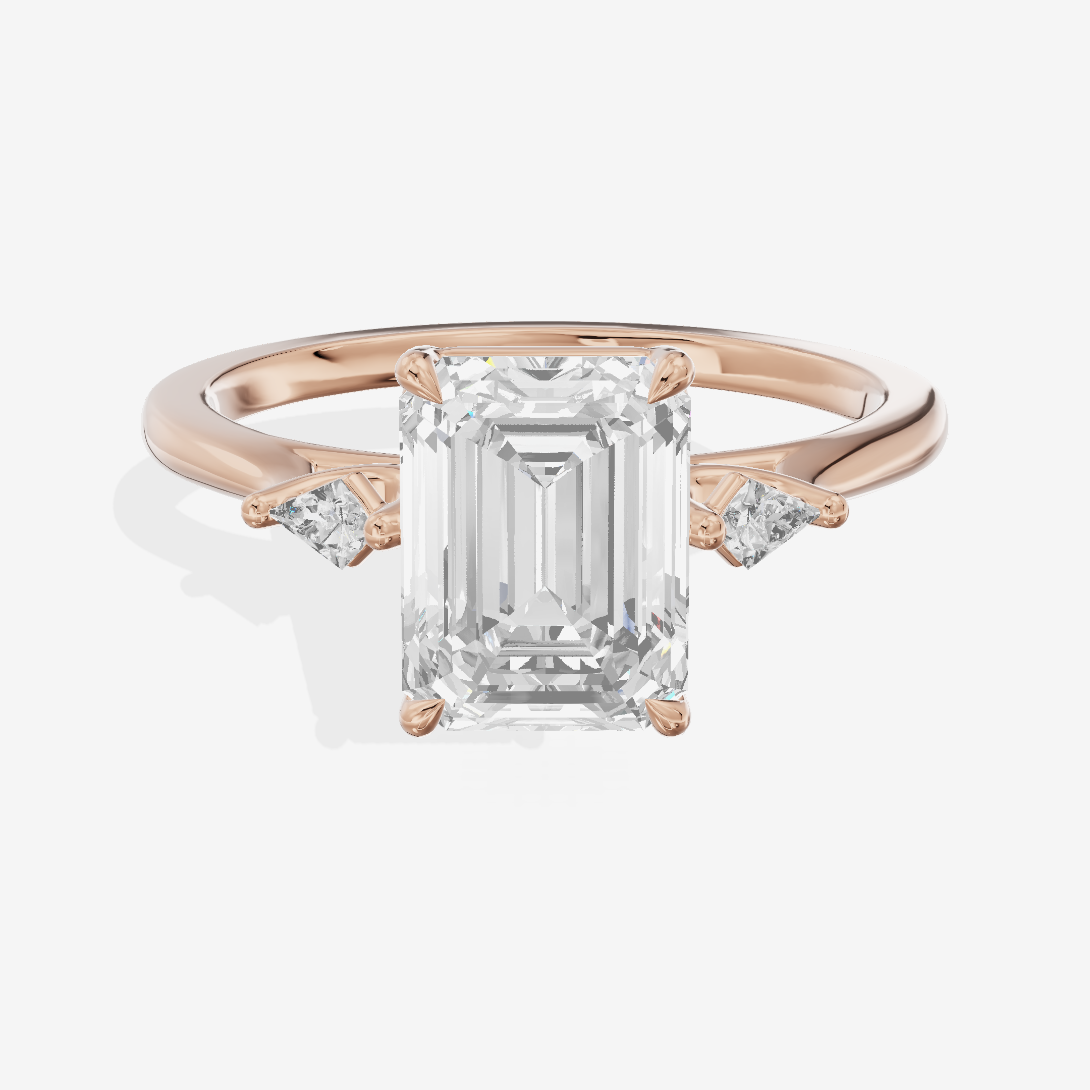 Vintage Belovae Emerald Three Stone Engagement Ring (3/5 ct. tw.) in 18K Rose Gold