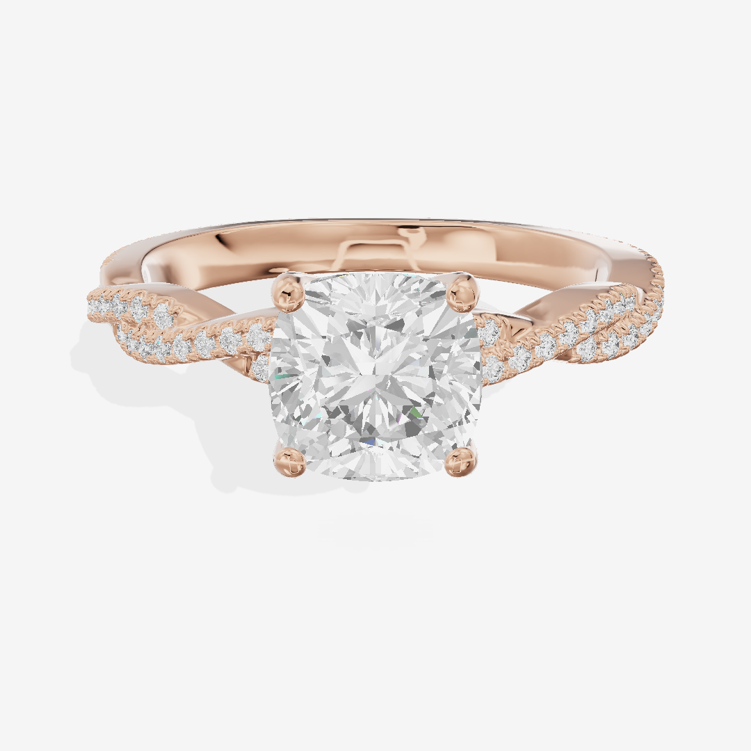 Petite Lightwoven Cushion Pavé Engagement Ring (1/4 ct. tw.) in 14K Rose Gold