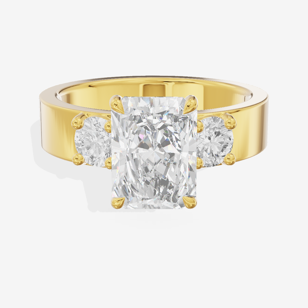 Royal Vowsae Three Stone Radiant Engagement Ring (1/2 ct. tw.) in 18K Yellow Gold