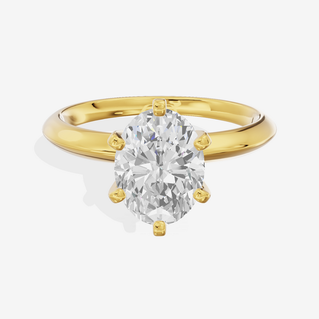 Classic Vowsae 2.5mm Oval Six-Prong Engagement Ring in 14K Yellow Gold
