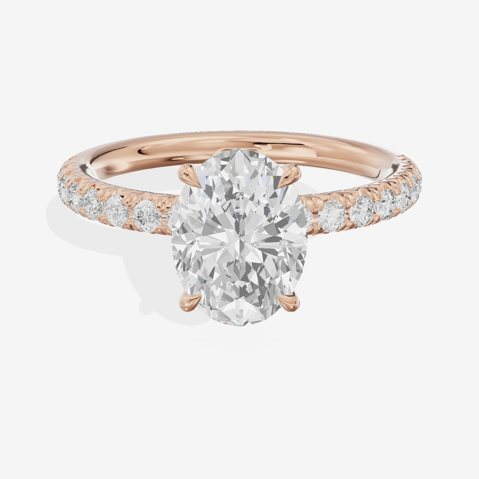 Bowed Whisper Oval Engagement Ring with Side Stones (1/4 ct. tw.) in 14K Rose Gold