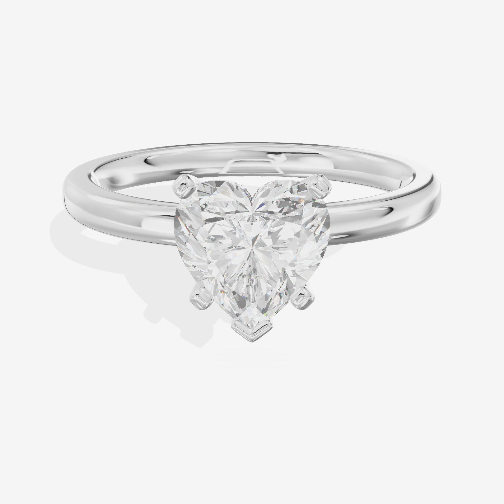 Sincere 2mm Heart Solitaire Engagement Ring in 14K White Gold