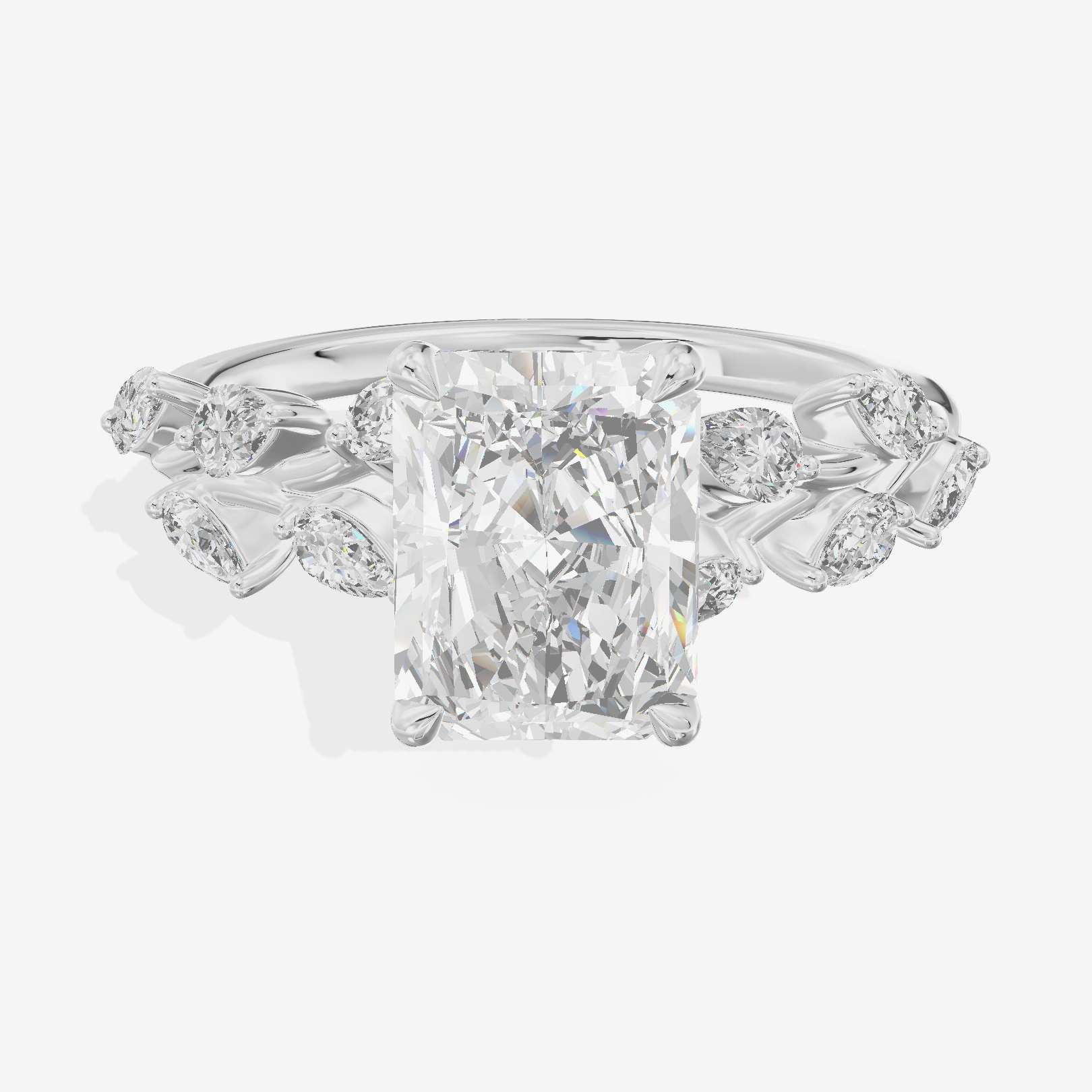 Classic Promezza Radiant Engagement Ring with Side Stones (1/2 ct. tw.) in Platinum