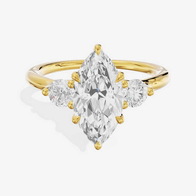 Eternal Vowsae Three Stone Marquise Engagement Ring (1/3 ct. tw.) in 14K Yellow Gold