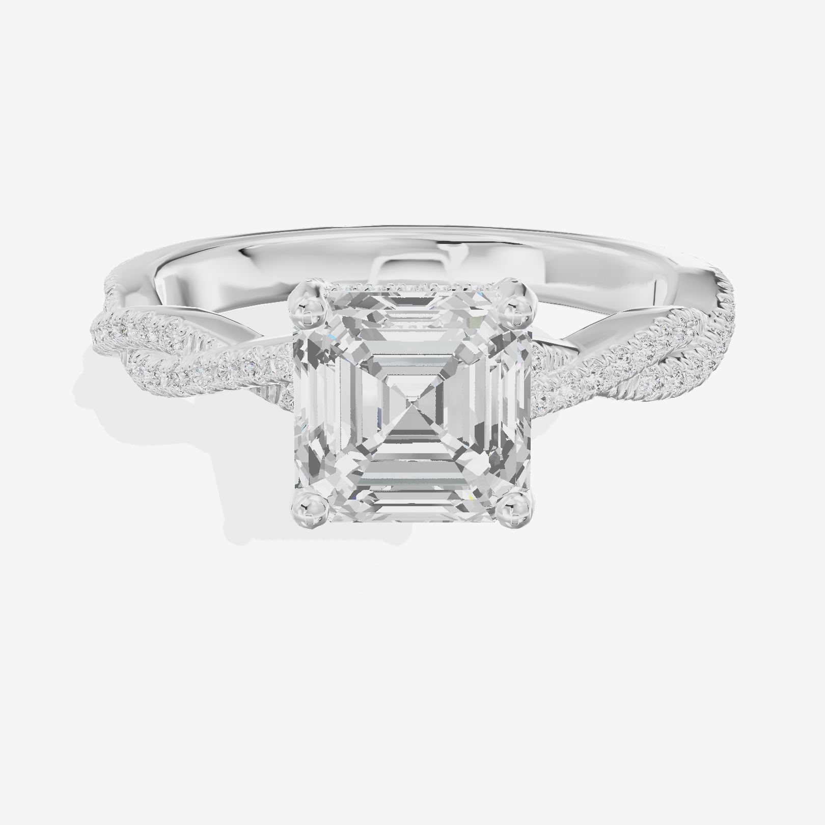 Luxe Twine Asscher Twisted Engagement Ring (1/3 ct. tw.) in 14K White Gold
