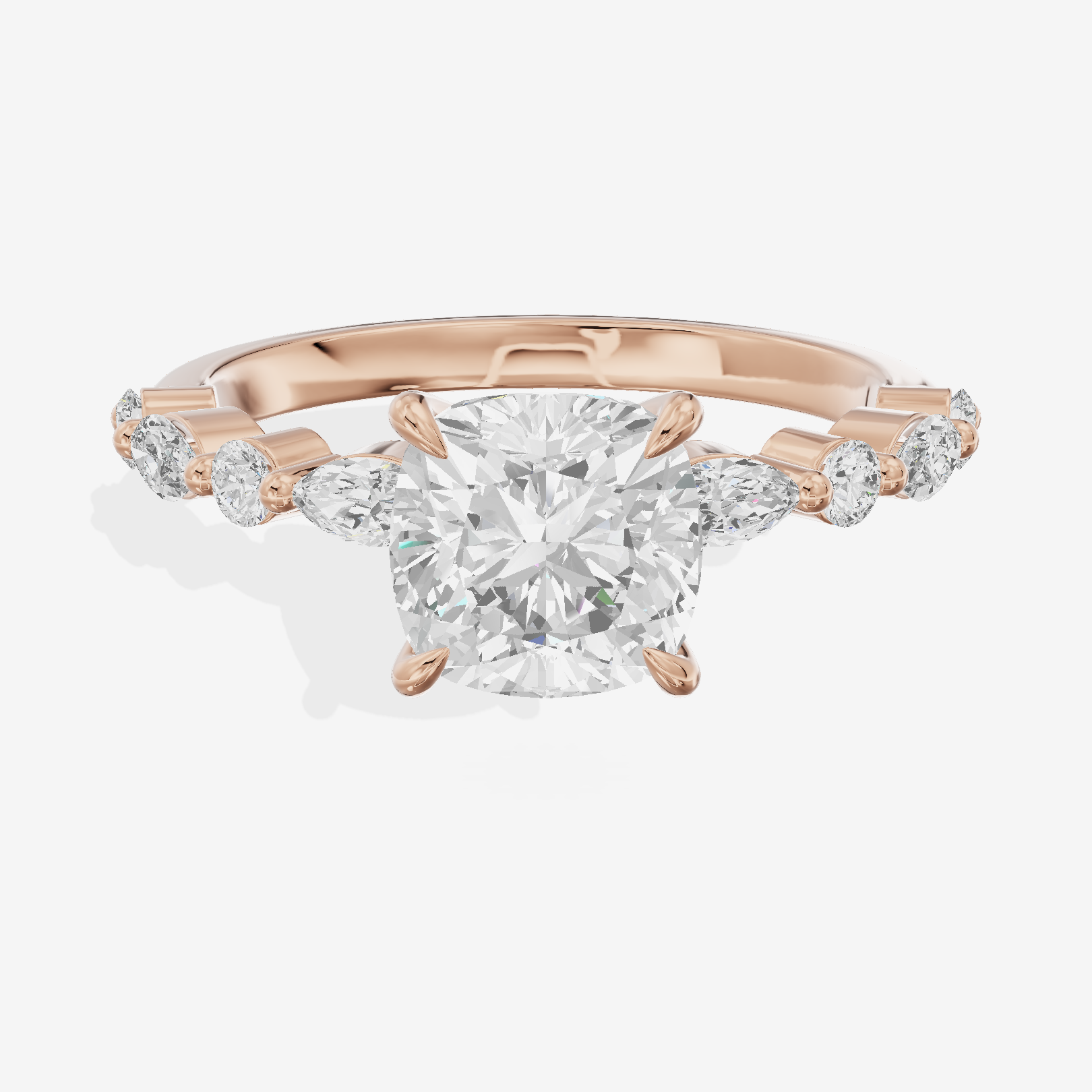 Vintage Selenia Cushion Engagement Ring with Side Stones (1/4 ct. tw.) in 18K Rose Gold