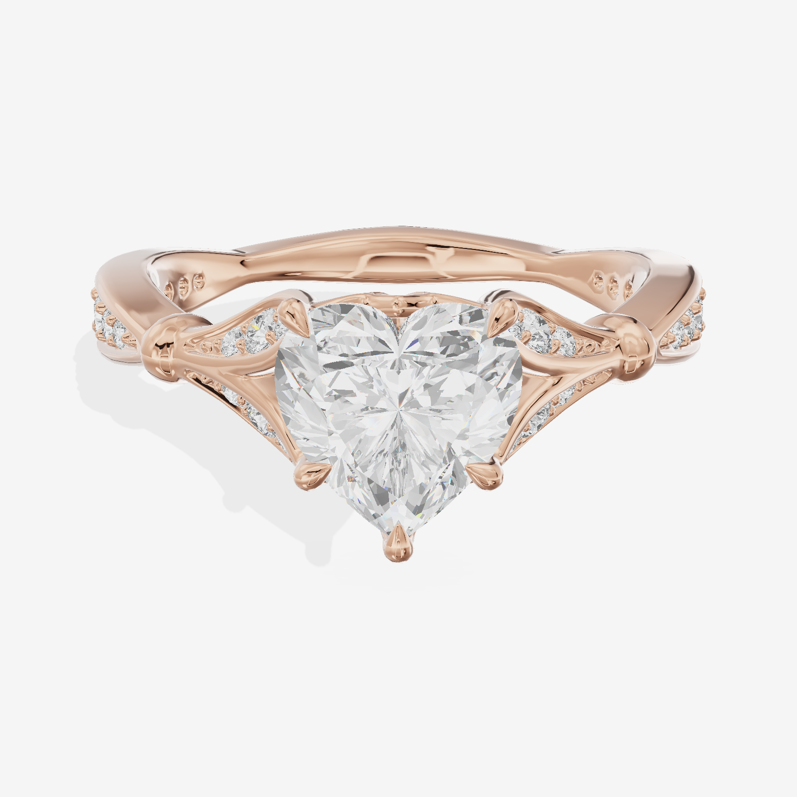 One of One Grand 3mm Heart Solitaire Engagement Ring (1/3 ct. tw.) in 14K Rose Gold
