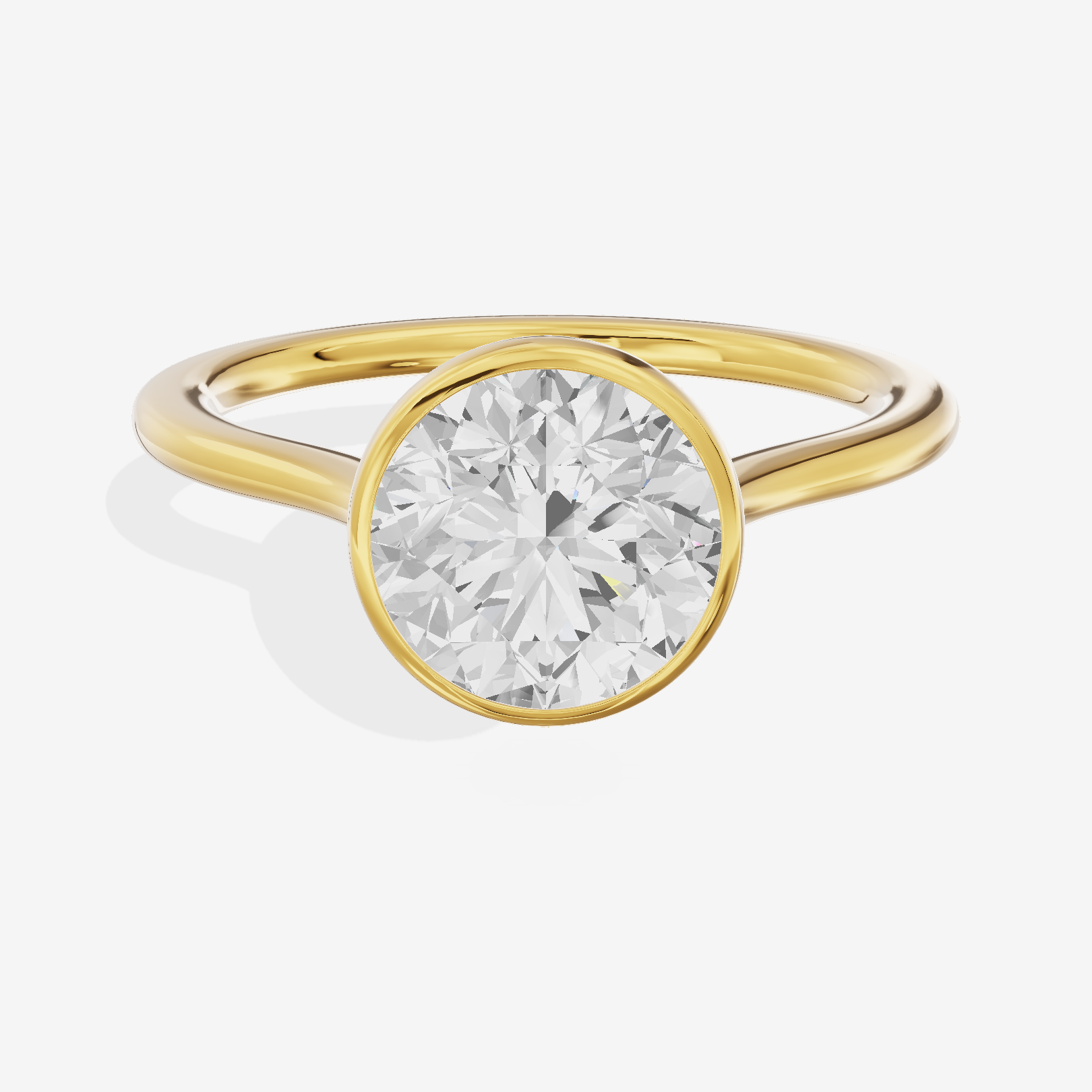 Petite Vowsae 1.5mm Round Bezel Engagement Ring in 18K Yellow Gold
