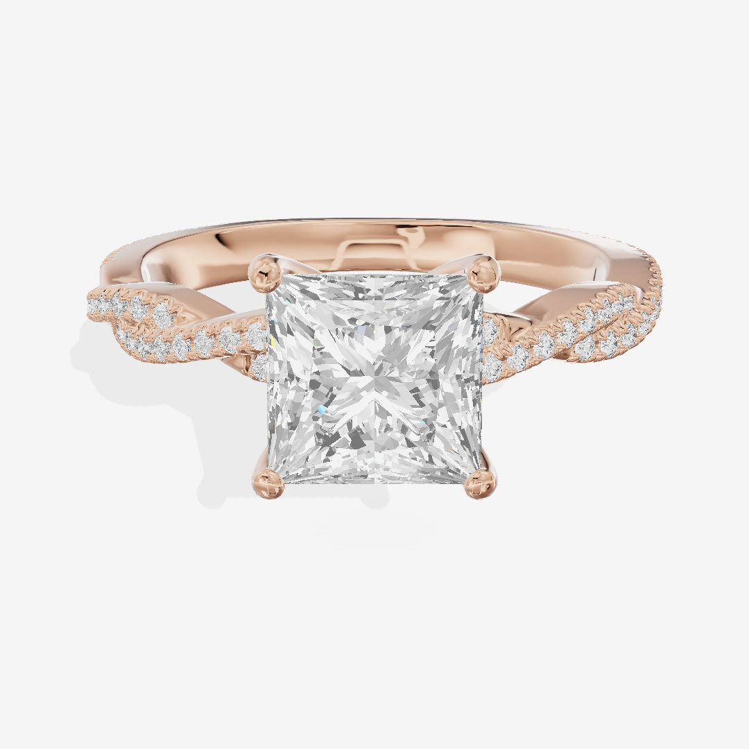 Petite Lightwoven Princess Pavé Engagement Ring (1/4 ct. tw.) in 14K Rose Gold