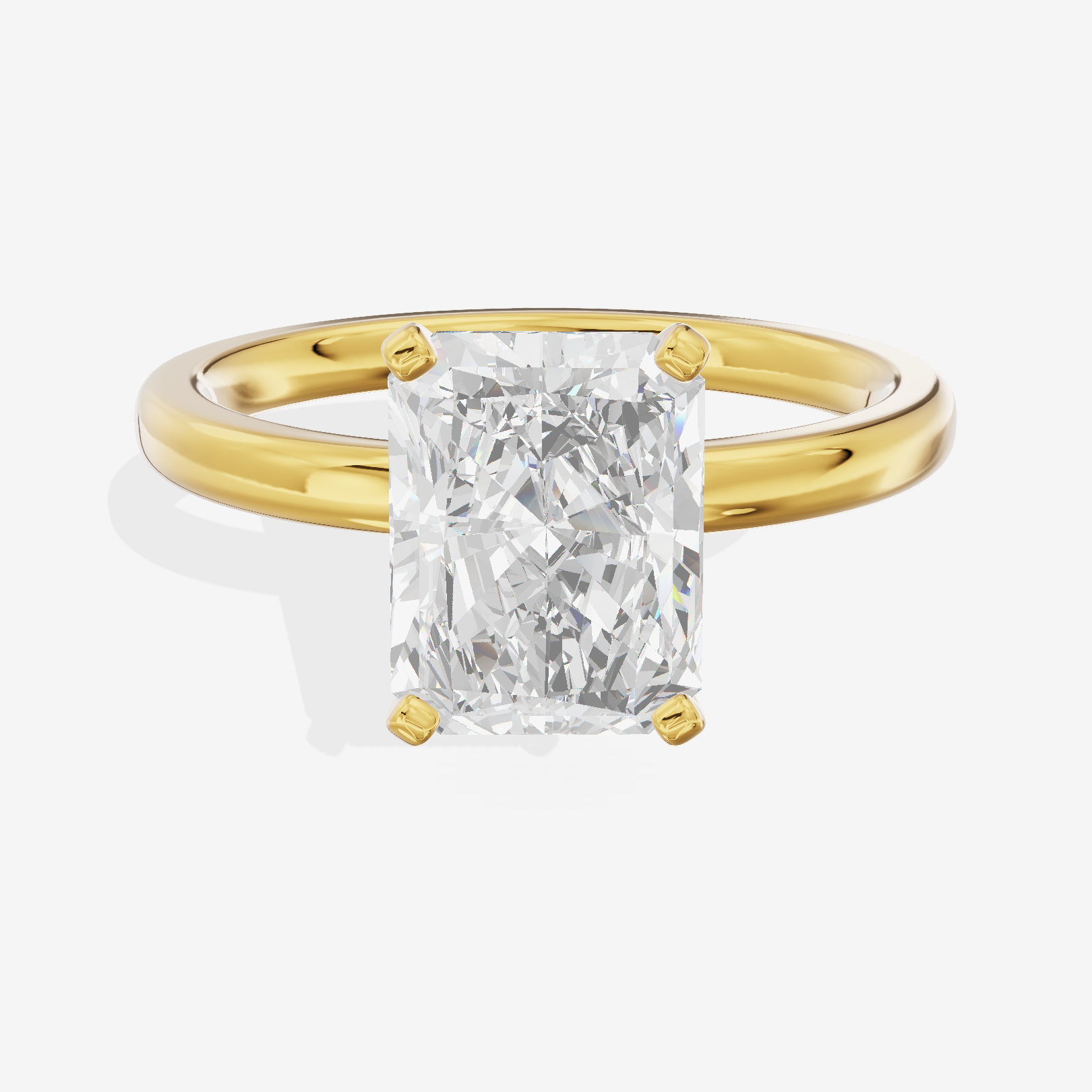 Sincere 2mm Radiant Solitaire Engagement Ring in 18K Yellow Gold