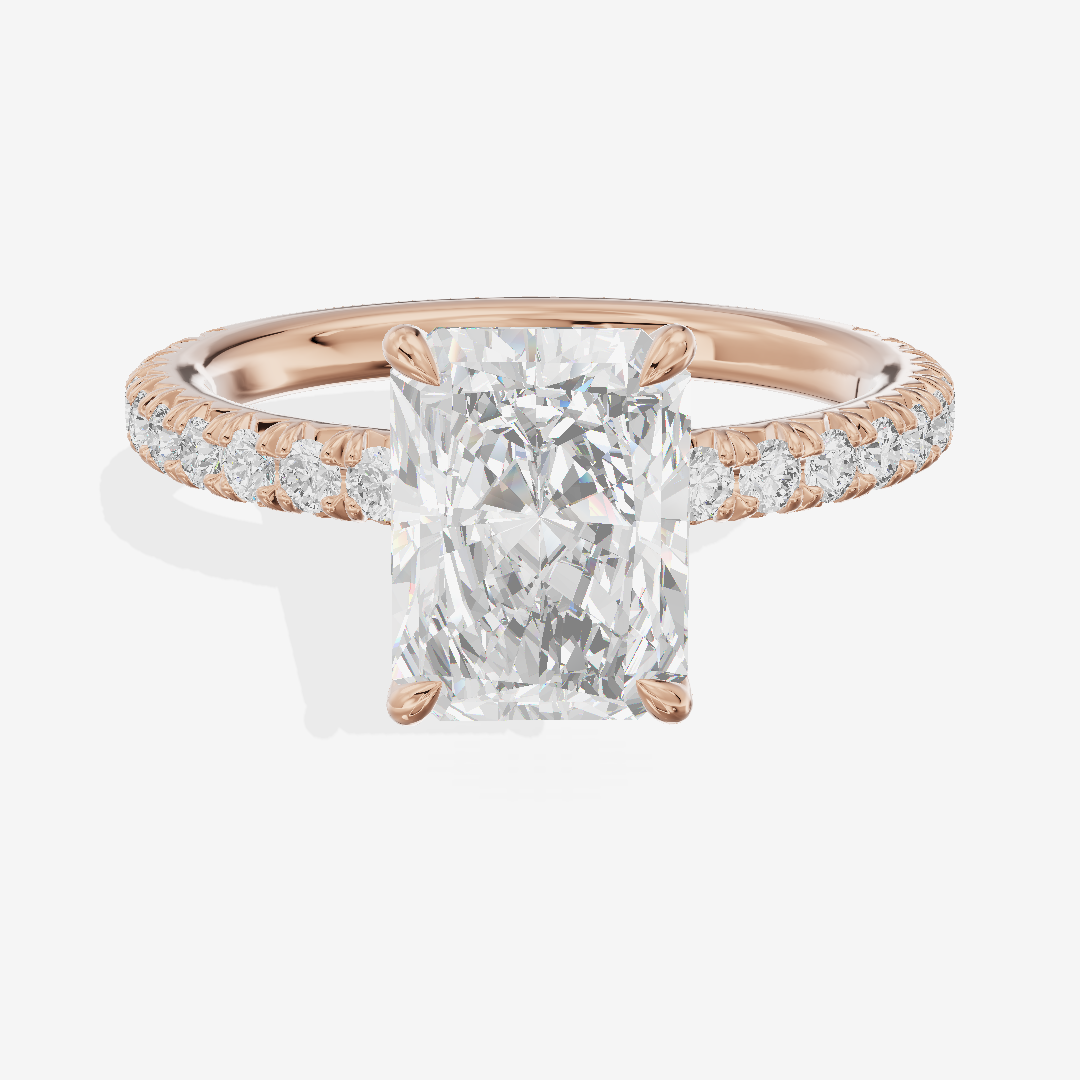 Tender Whisper Radiant Engagement Ring with Side Stones (1/6 ct. tw.) in 14K Rose Gold