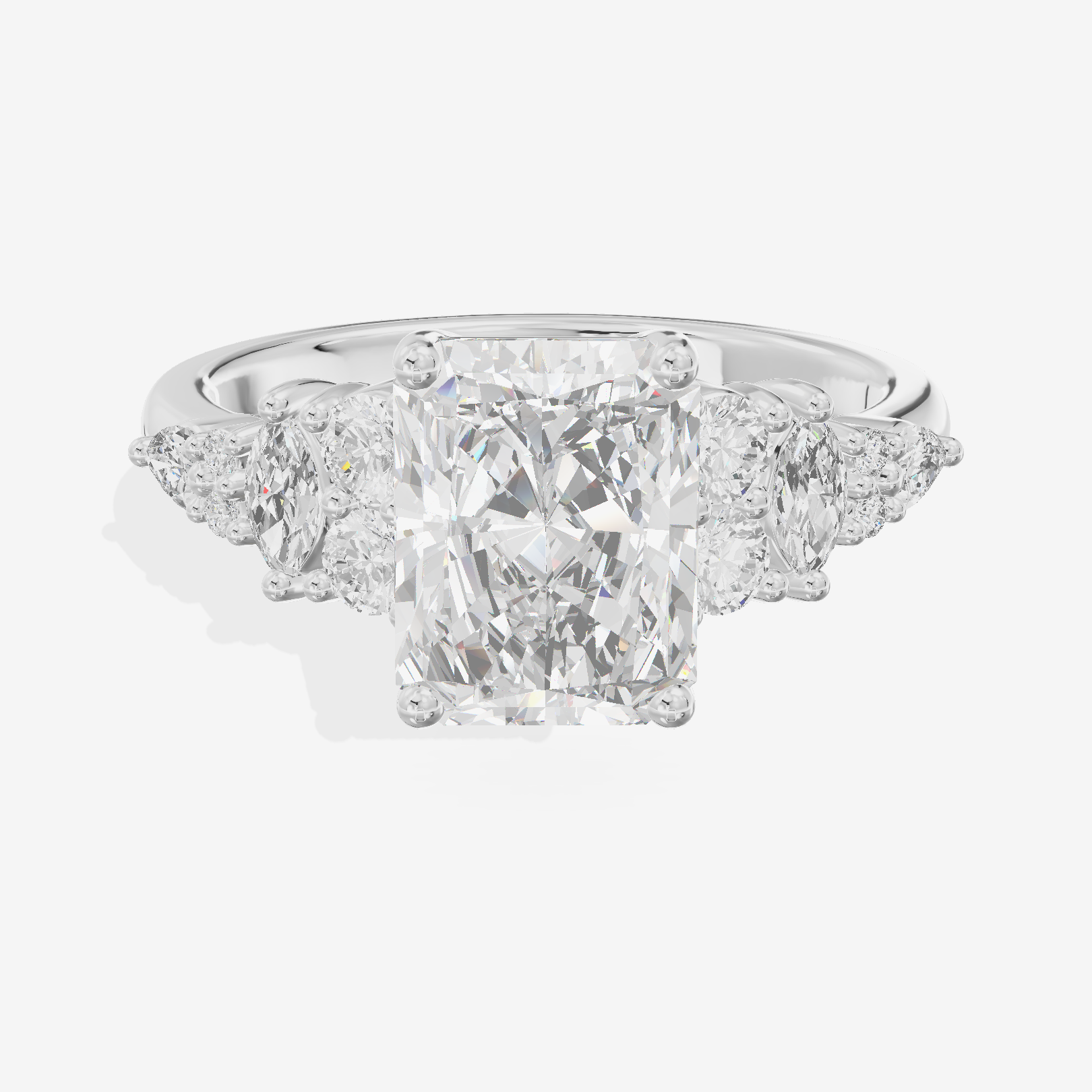 Modern Maia Radiant Engagement Ring with Side Stones (1/5 ct. tw.) in 18K White Gold