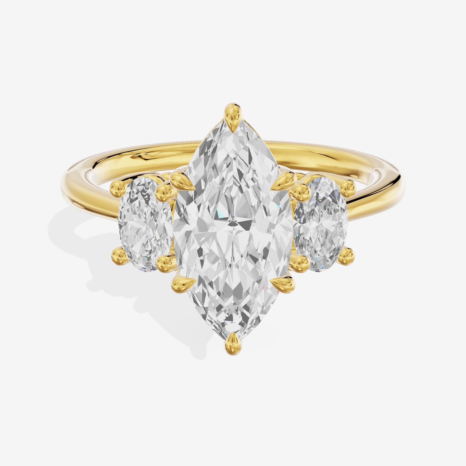 Modern Coeurine Three Stone Marquise Engagement Ring (1/2 ct. tw.) in 18K Yellow Gold