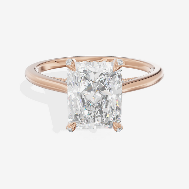 Grand Vowsae Radiant Engagement Ring with Side Stones (1/5 ct. tw.) in 18K Rose Gold