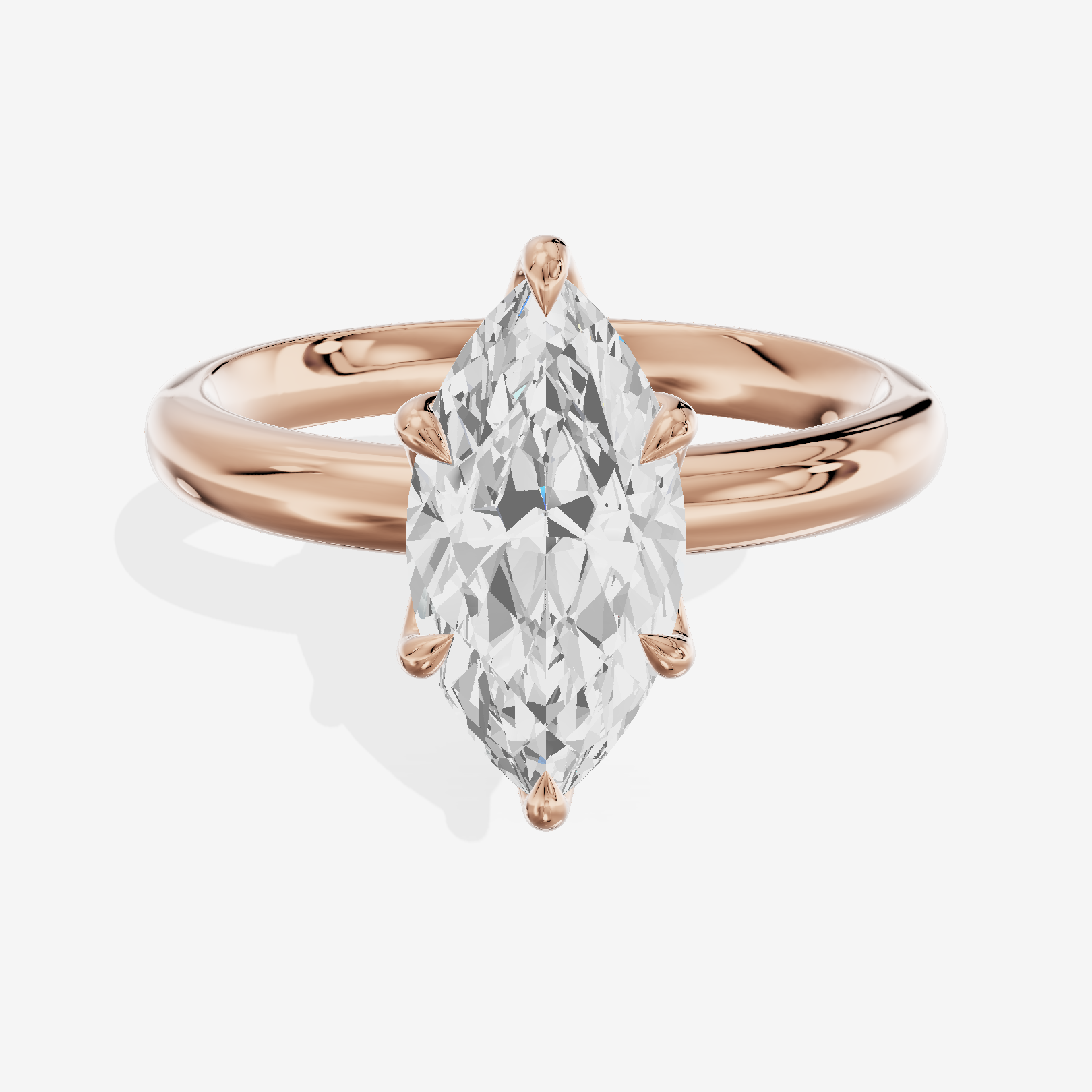 Vowsae 2.5mm Marquise Six-Prong Engagement Ring in 18K Rose Gold